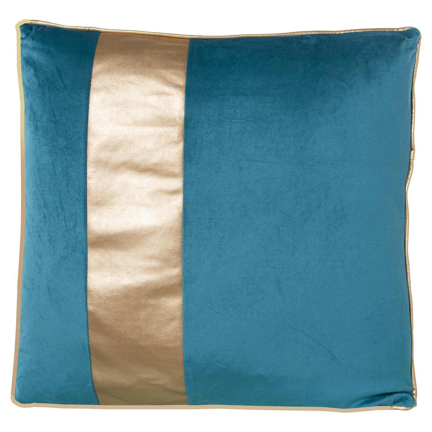 COJIN 45X45 TERCIOPELO AZUL FRANJA DORADA C/CREMALLERA