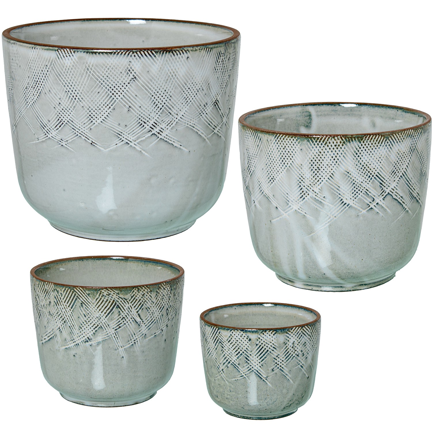 SET 4 MACETEROS CERÁMICA BLANCSTICO