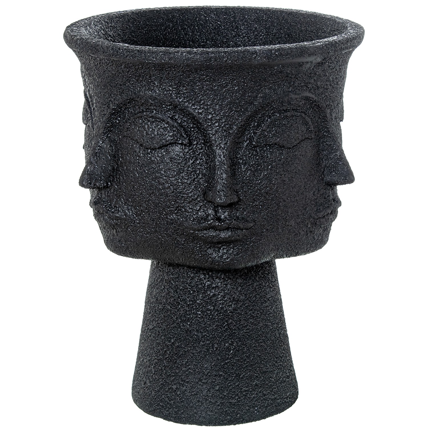 MACETERO 3 CARAS RESINA NEGRO GRANULADO