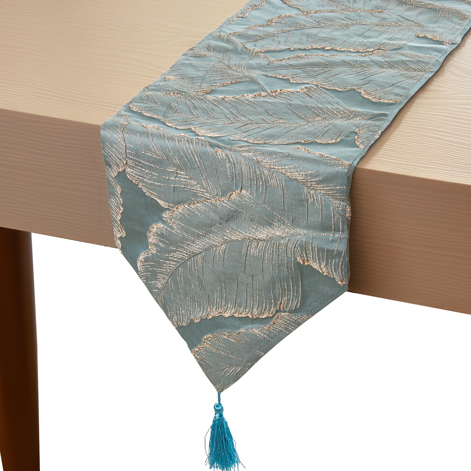 CAMINO DE MESA 30X180CM AZUL HN 100% POLIÉSTER TRASERA GRIS