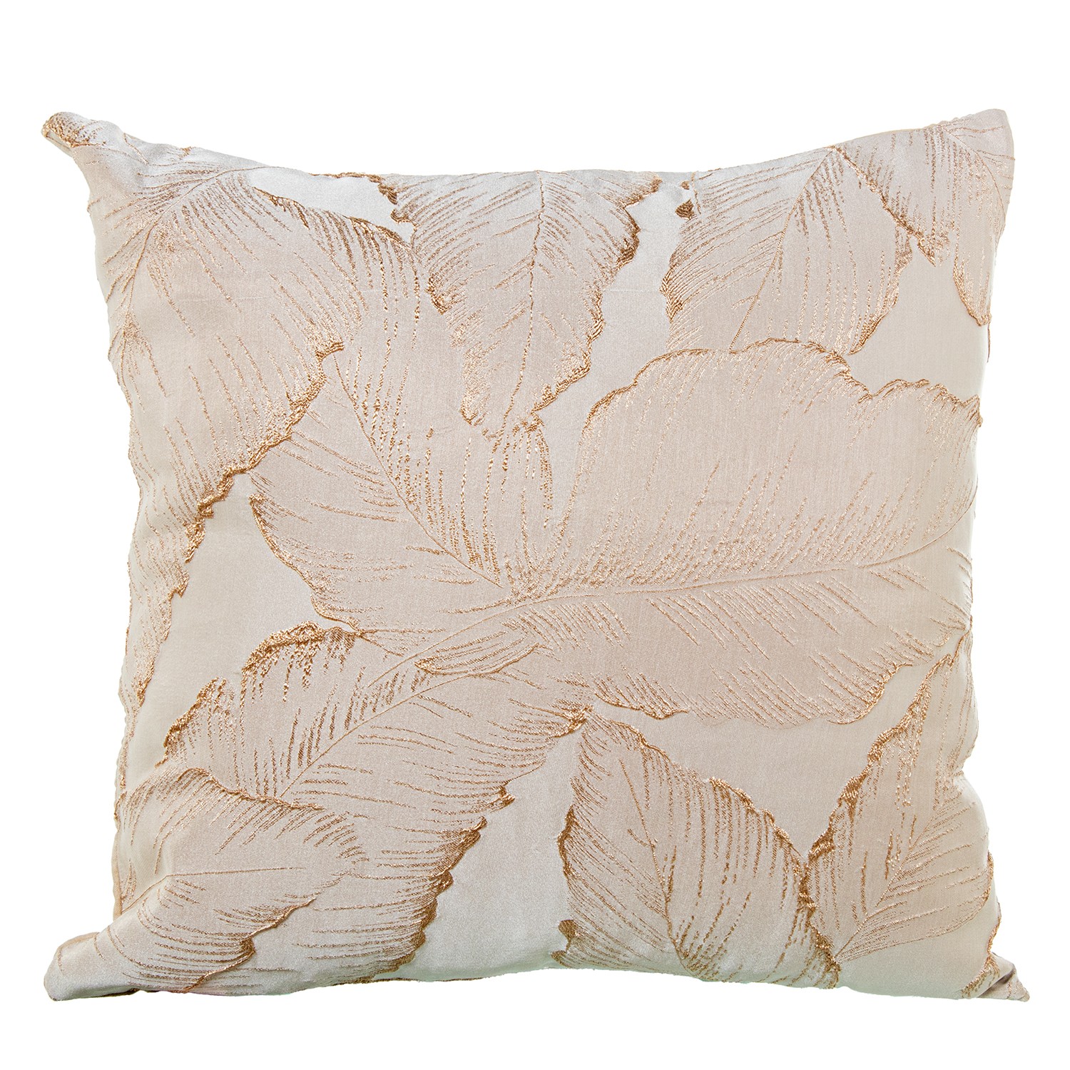 COJÍN 43X43CM CREMA HOJAS MARROJAS MARRÓN 100% POLIÉSTER