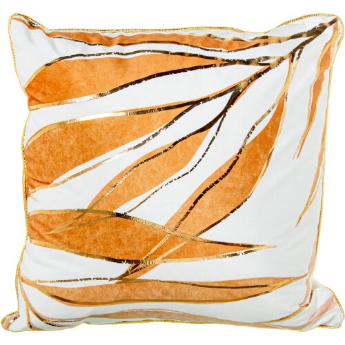 COJÍN 45X45CM TERCIOPELO BLANCHOJAS MARRÓN 100% POLIÉSTER