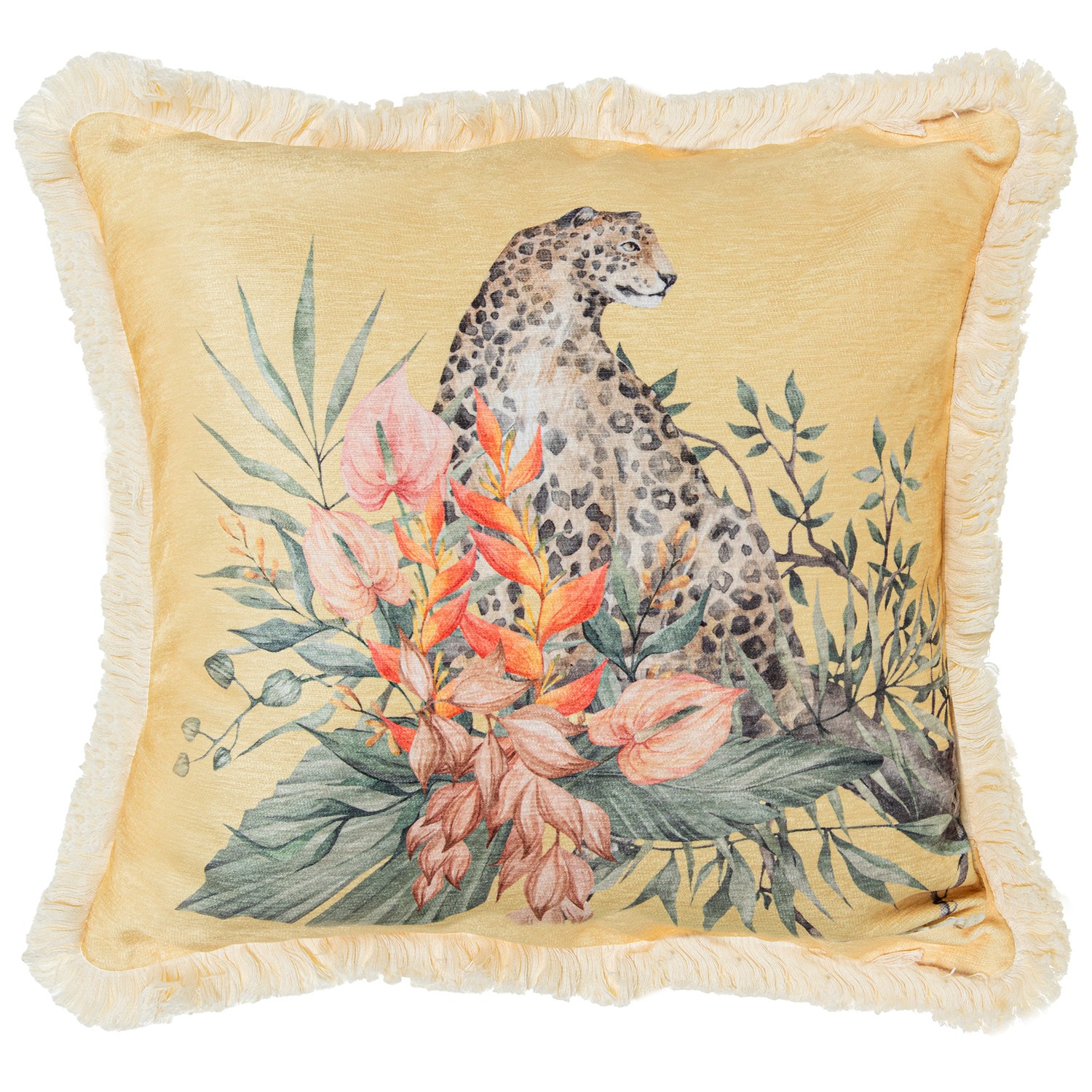 COJÍN 45X45CM TOSTADO LEOPARDO00% POLIÉSTER