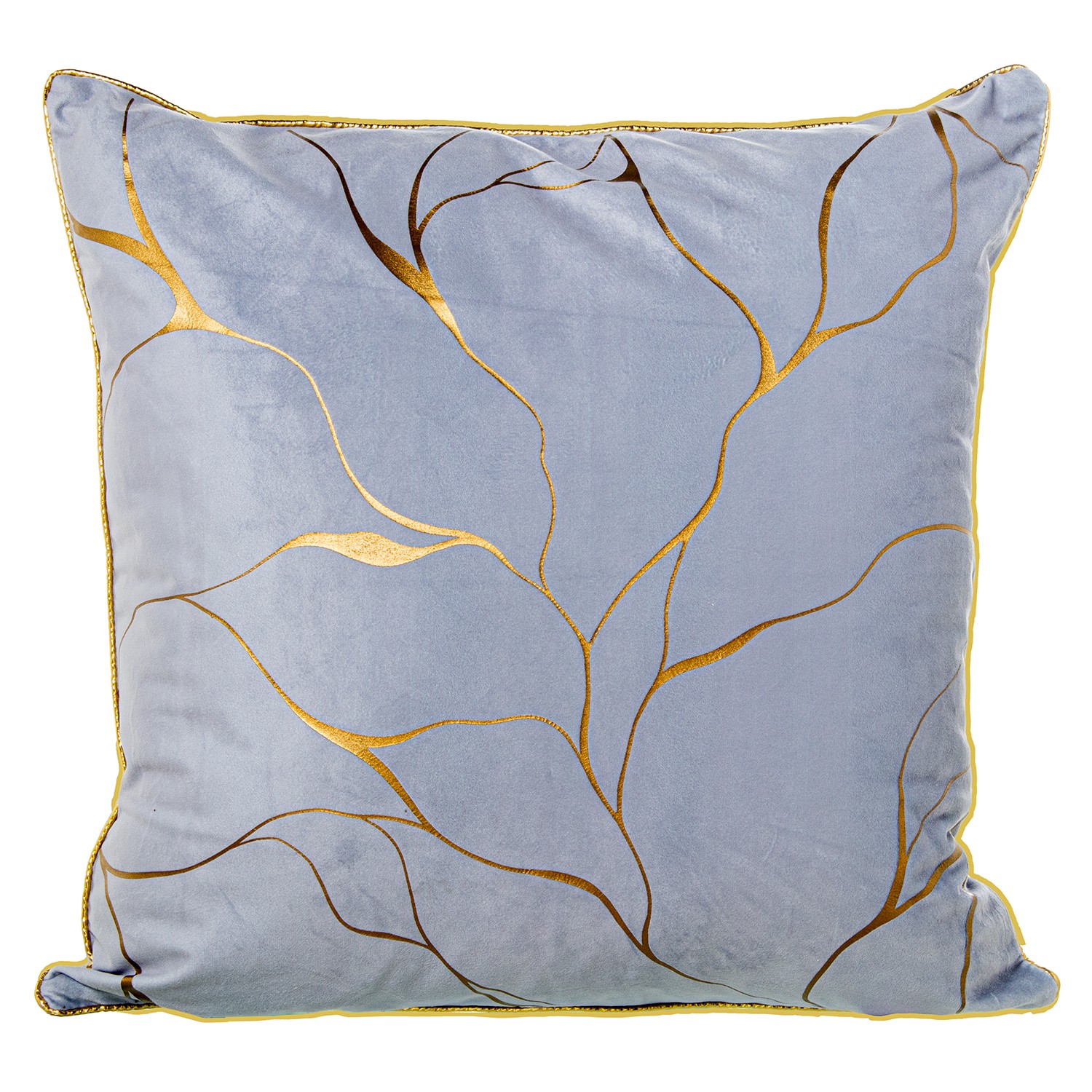 COJÍN 45X45CM TERCIOPELO GRIS/ORO 100% POLIÉSTER