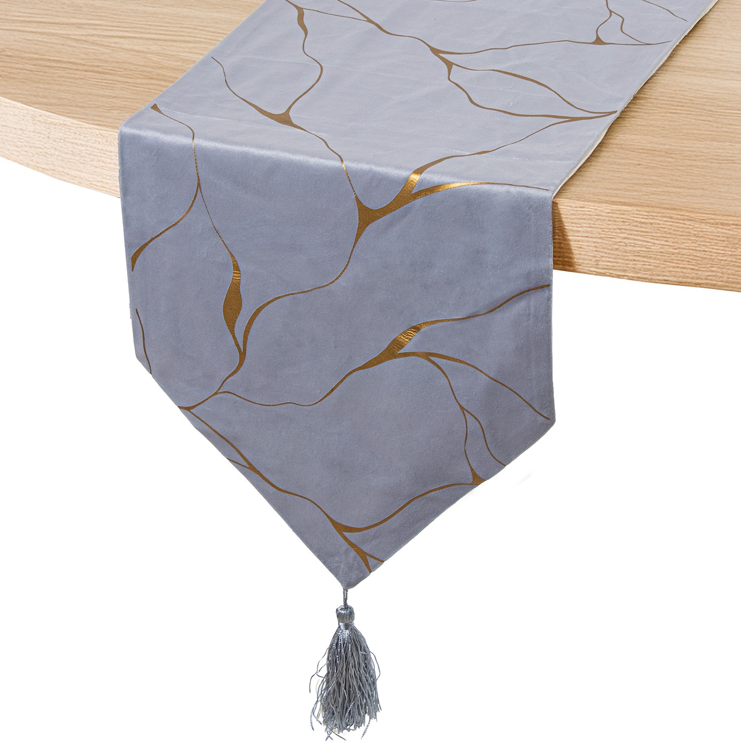 CAMINO DE MESA 30X180CM GRIS/OORO 100% POLIÉSTER