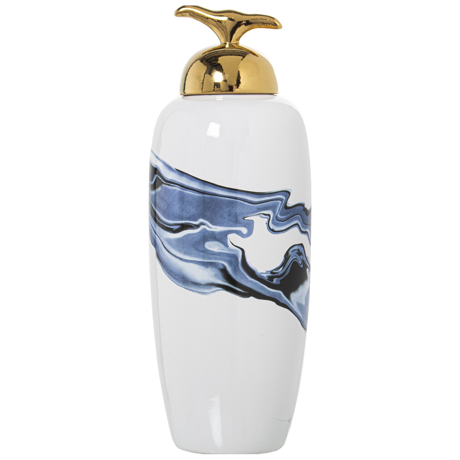 TIBOR CERÁMICA BLANCO/AZUL C/TAPA ORO