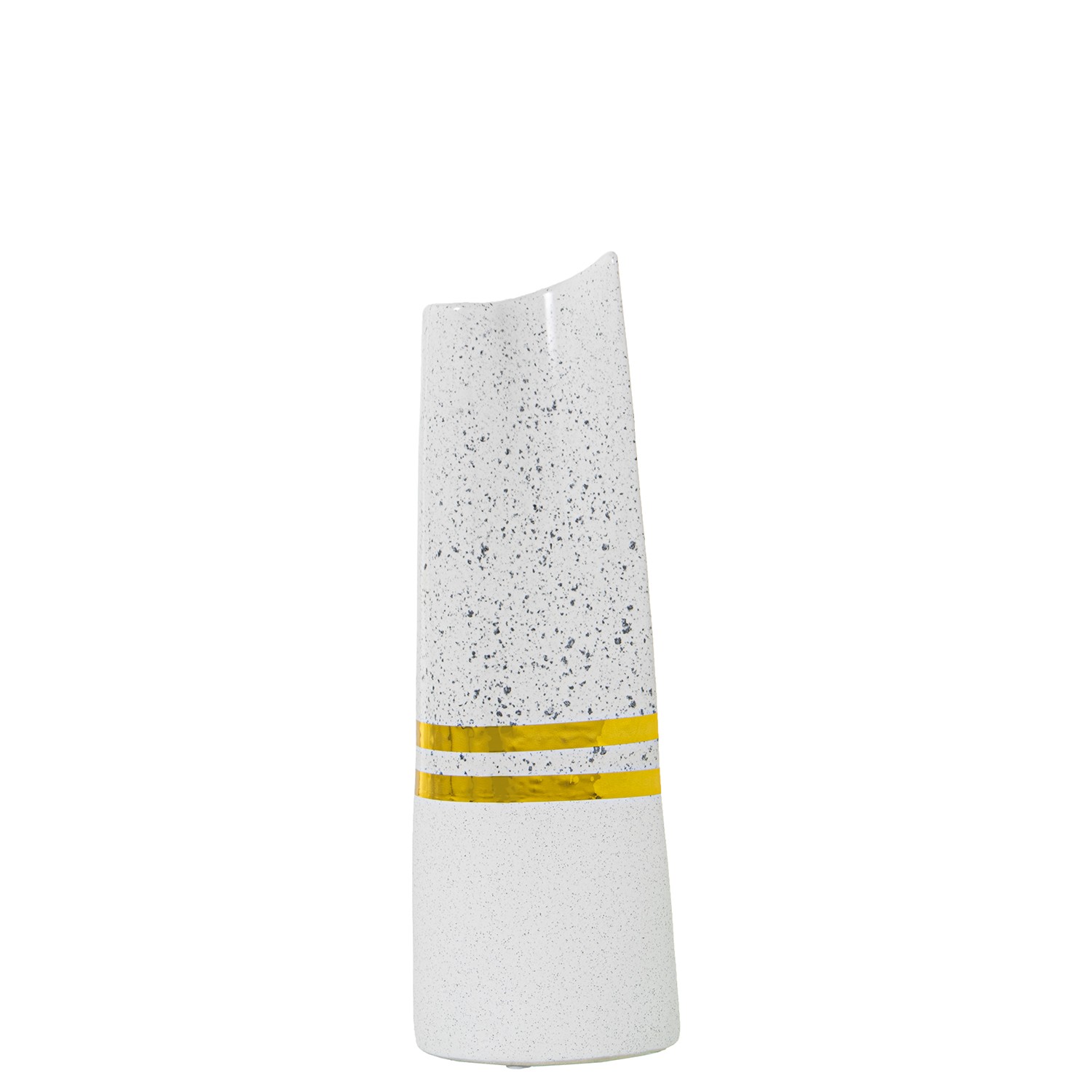 JARR N CER MICA PLATEADO/BLANCO C/FRANJAS ORO