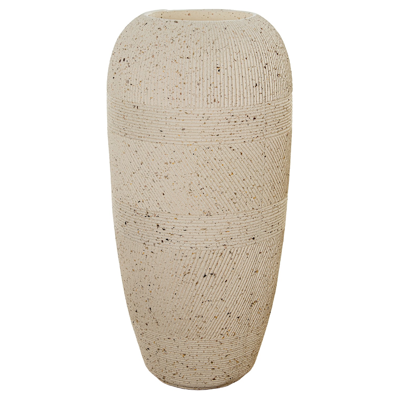 MACETERO 102CM FIBRA DE VIDRIOESTRIADO CREMA