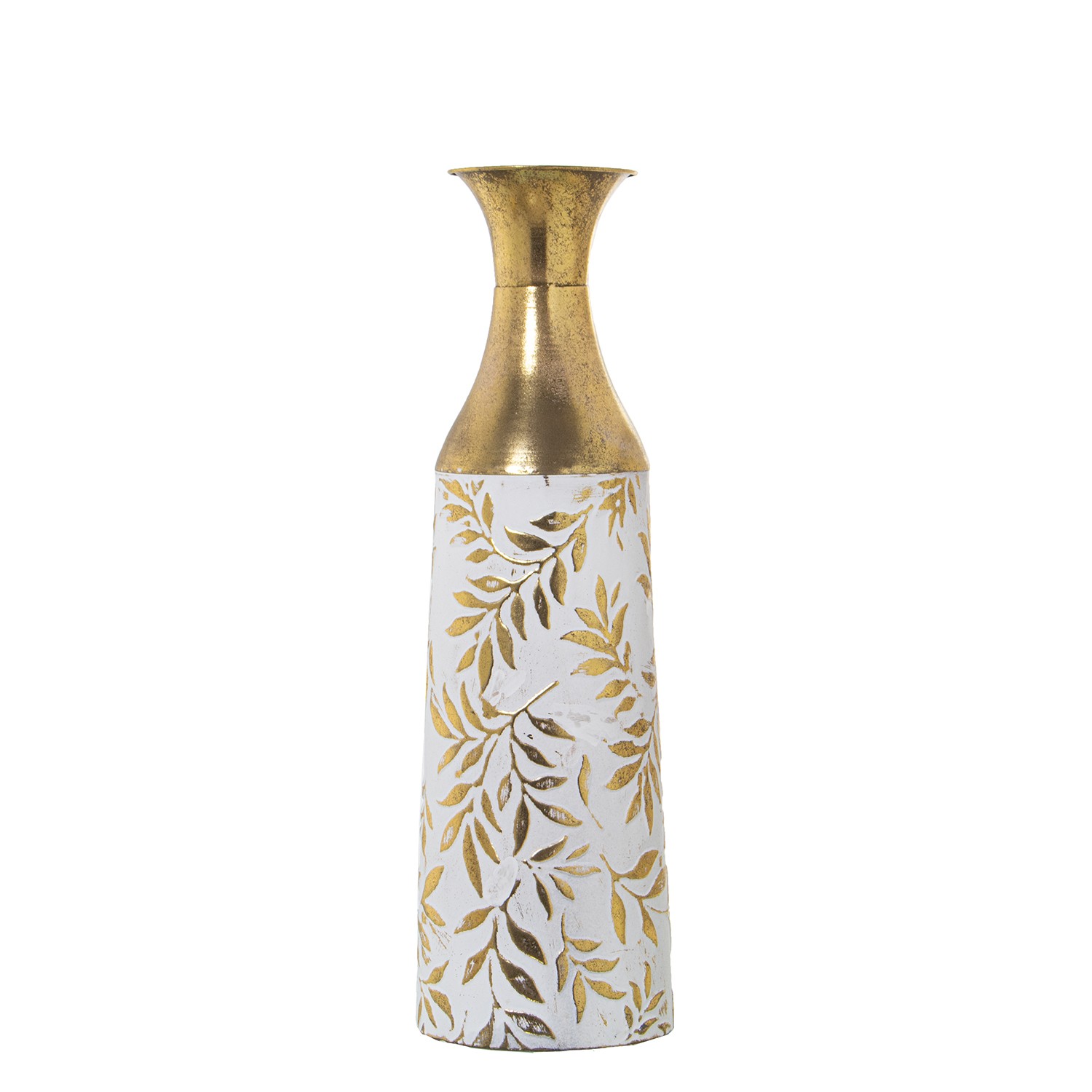 JARRÓN METAL DORADO/BLANCO