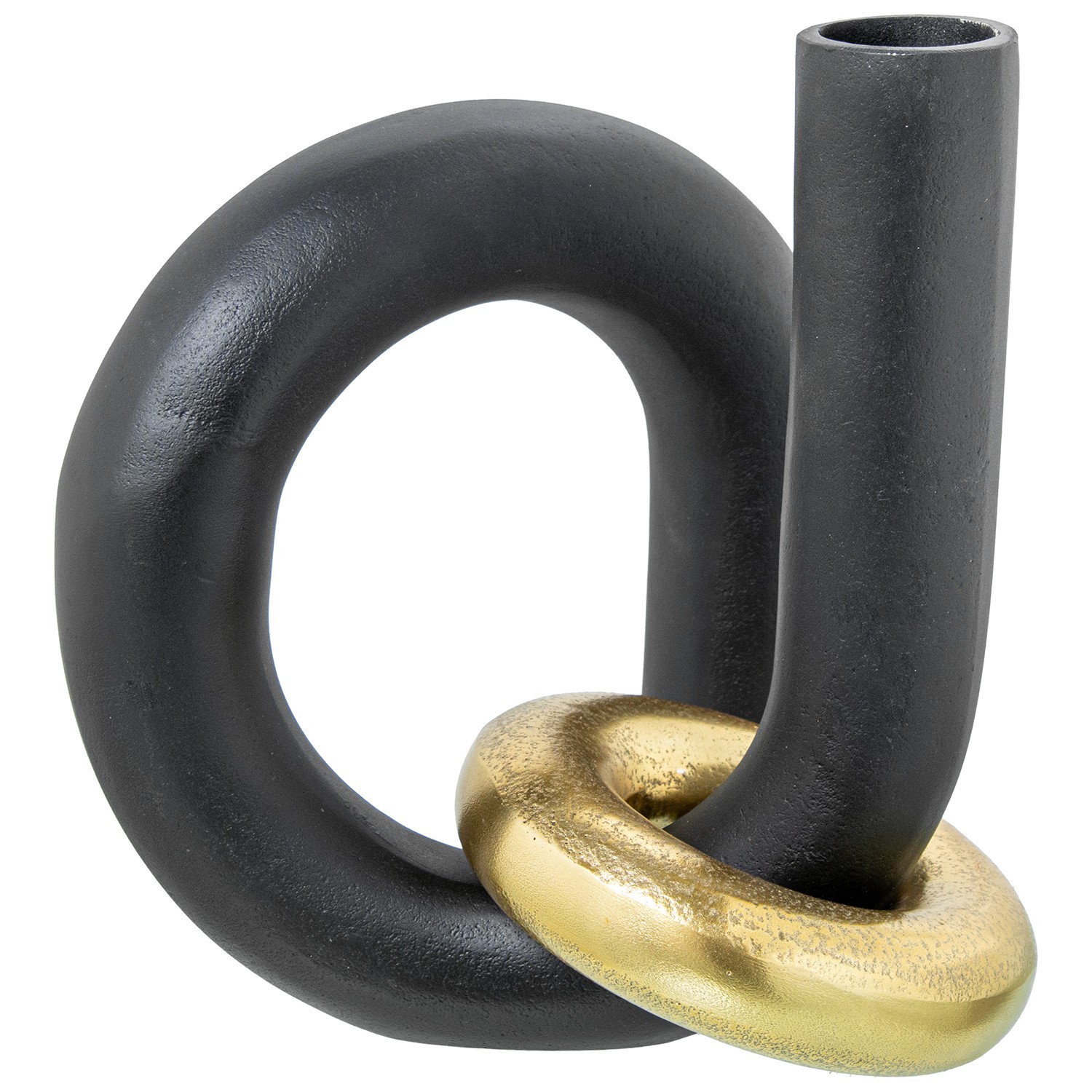JARRÓN ALUMINIO NEGRO C/ANILLONEGRO RUGOSO CINTA DE MOEBIUS