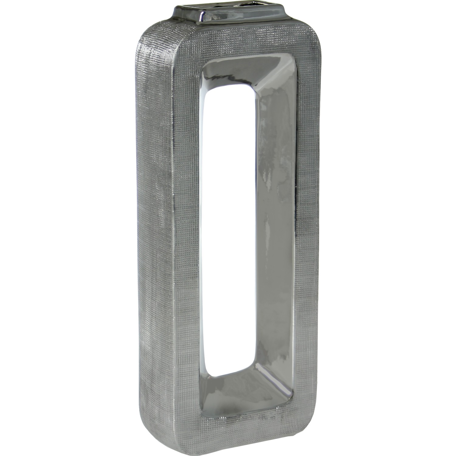 JARRÓN CERÁMICA 40CM PLATA