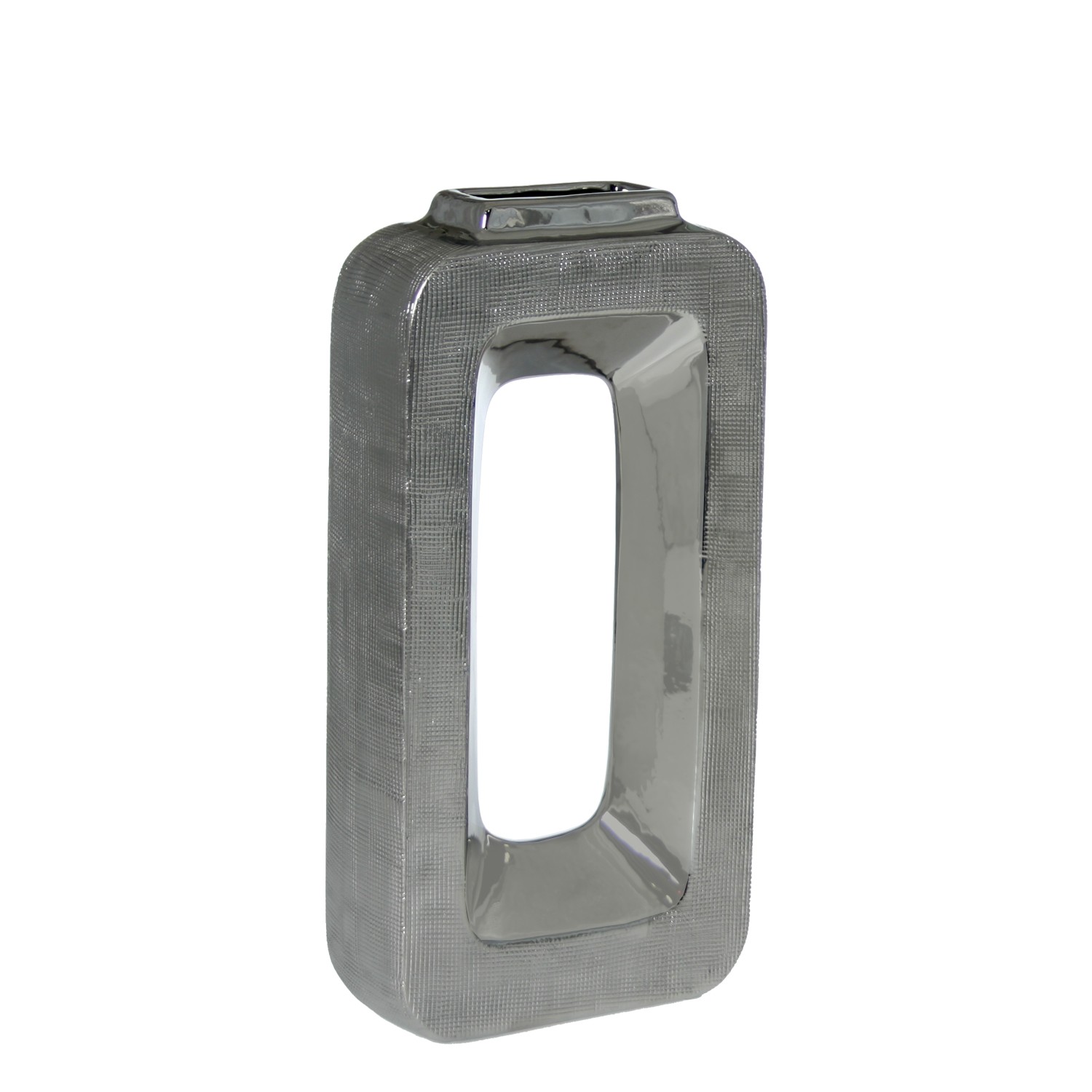 JARRÓN CERÁMICA 31CM PLATA