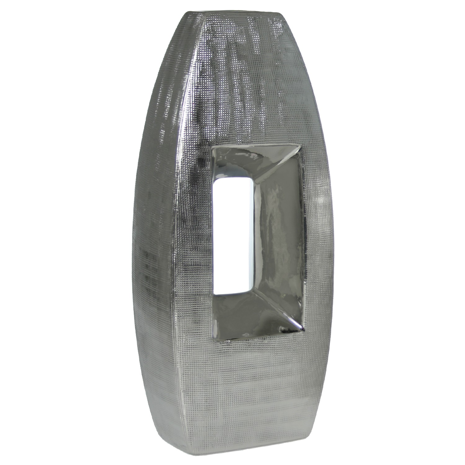 JARRÓN CERÁMICA 38CM PLATA