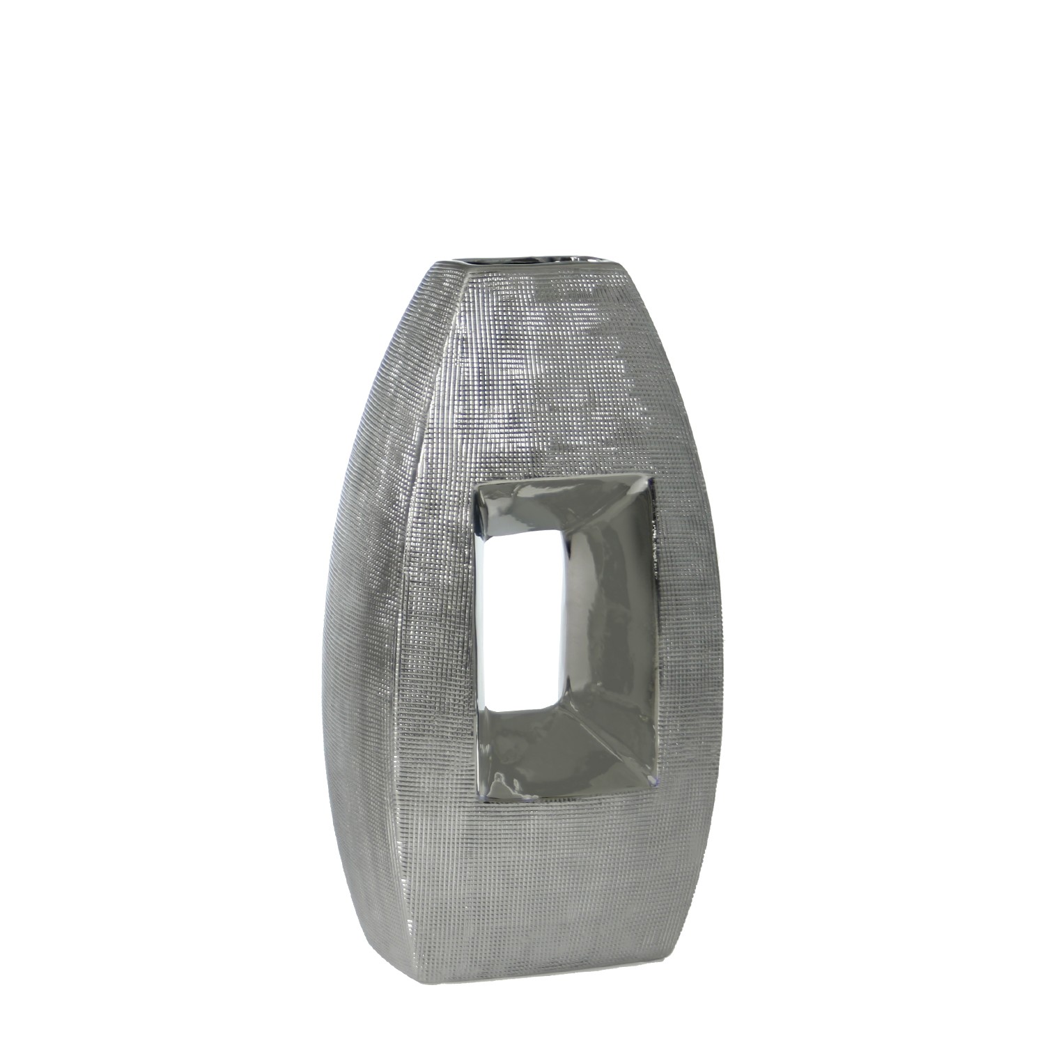 JARRÓN CERÁMICA 28CM PLATA