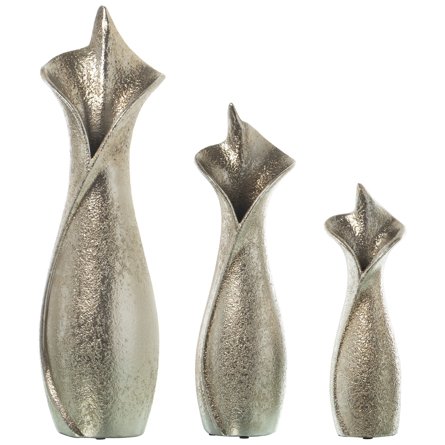 SET 3 JARRONES CERÁMICA PLATA