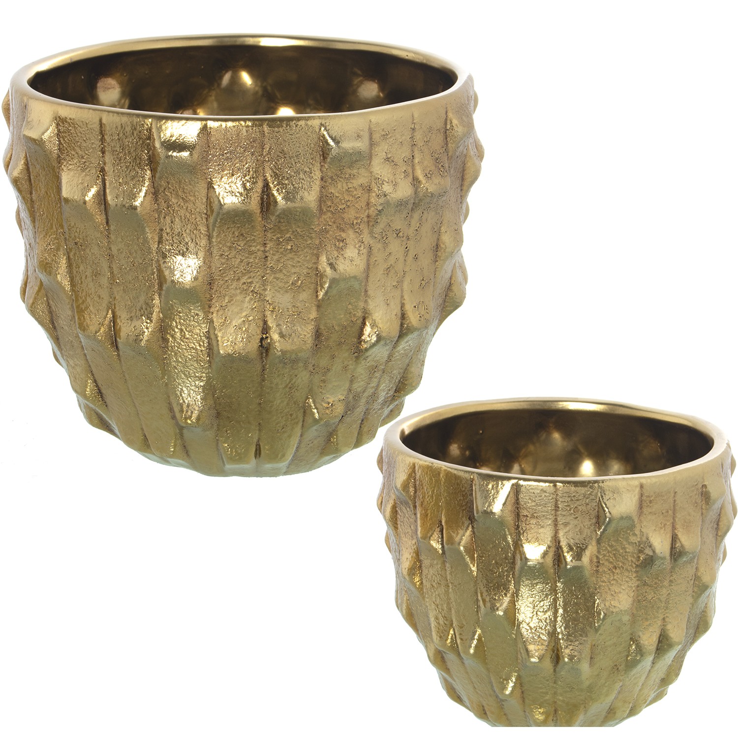 SET 2 MACETEROS CERÁMICA ORO