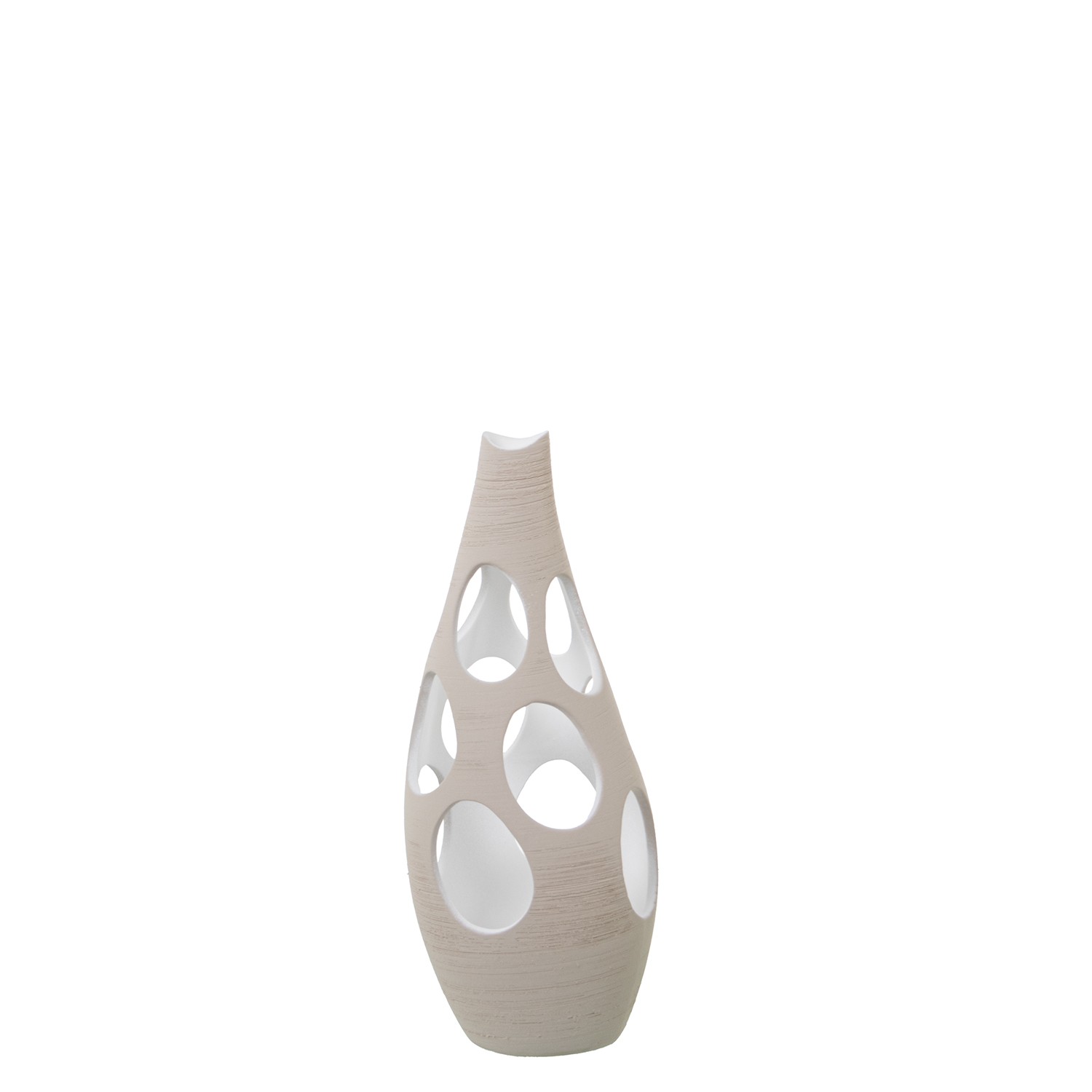JARRON CERAMICA 45CM RAYADO CRUDO C/AGUJEROS CÍRCULOS