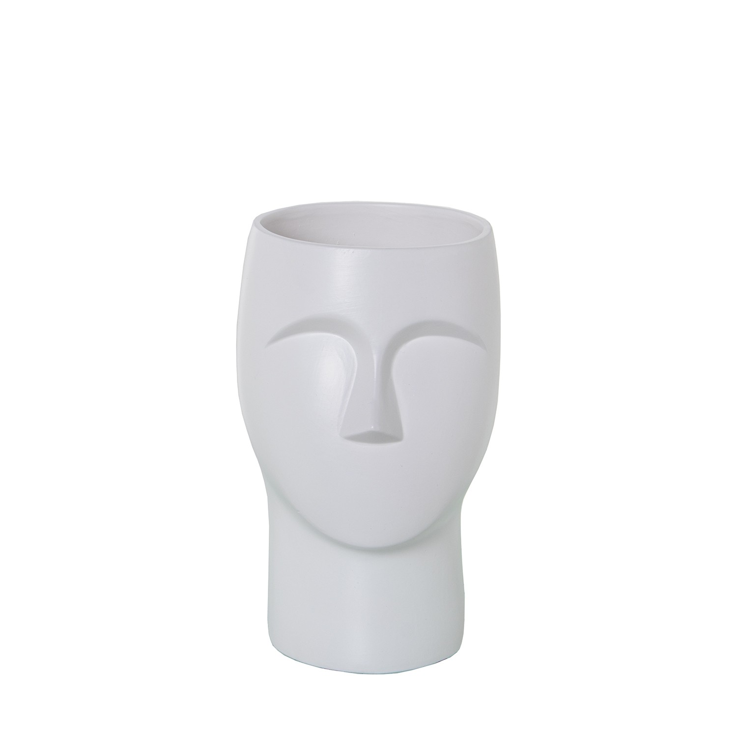 JARRÓN CERÁMICA 24CM ROSTRO BLANCO MATE
