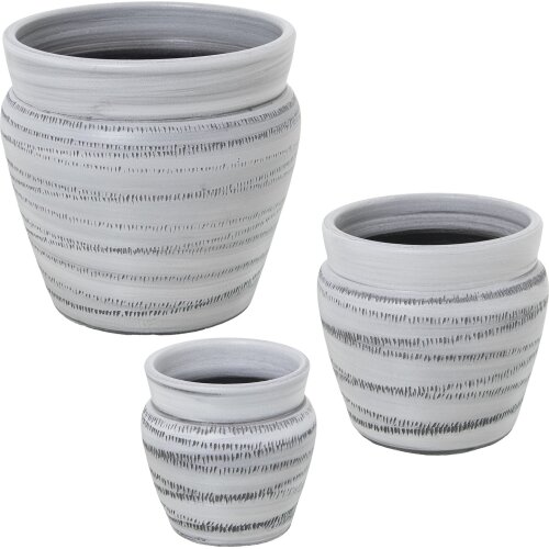 SET 3 MACETEROS CERAMICA GRISENA