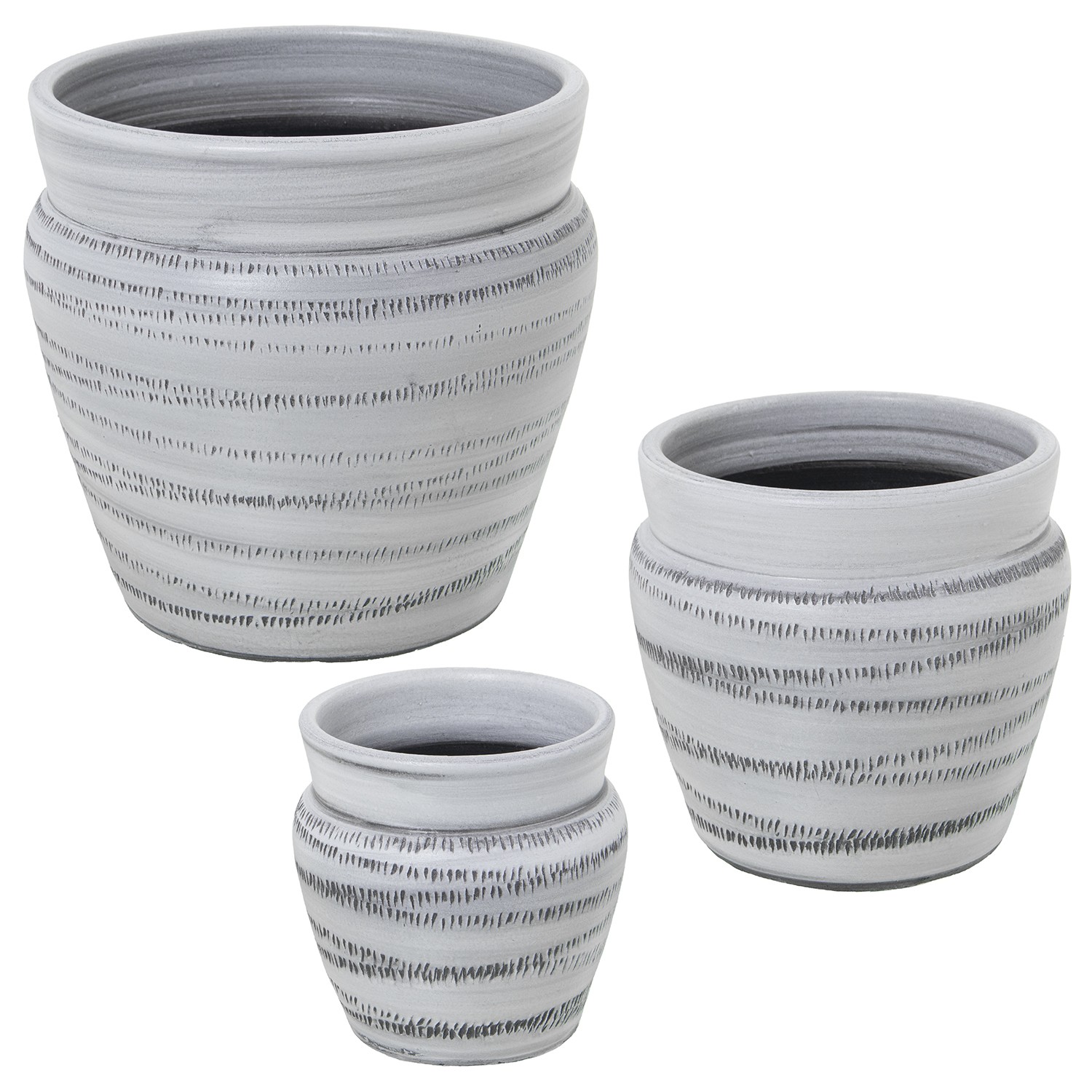 SET 3 MACETEROS CERAMICA GRISENA