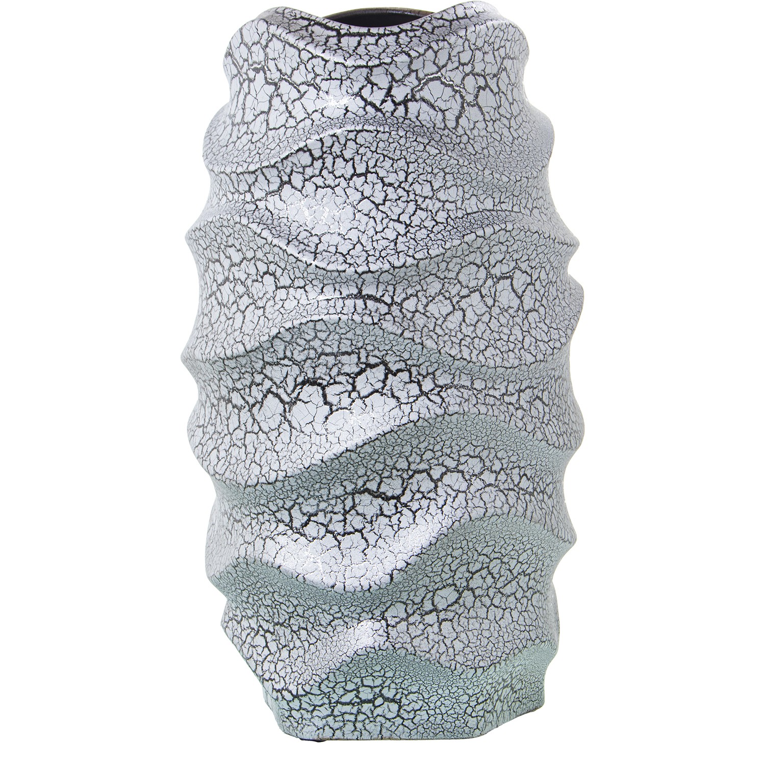 JARRÓN CERÁMICA 40CM GRIS CRAQL C/PLATO PVC RECOGEAGUAS
