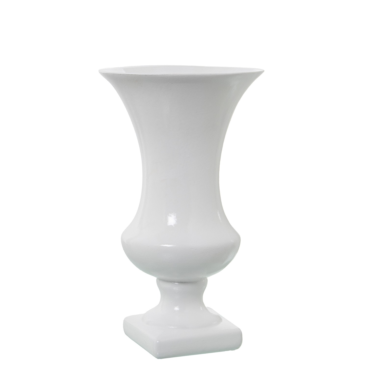 JARRÓN C/PIE CERÁMICA 33CM BLANCO BRILLO