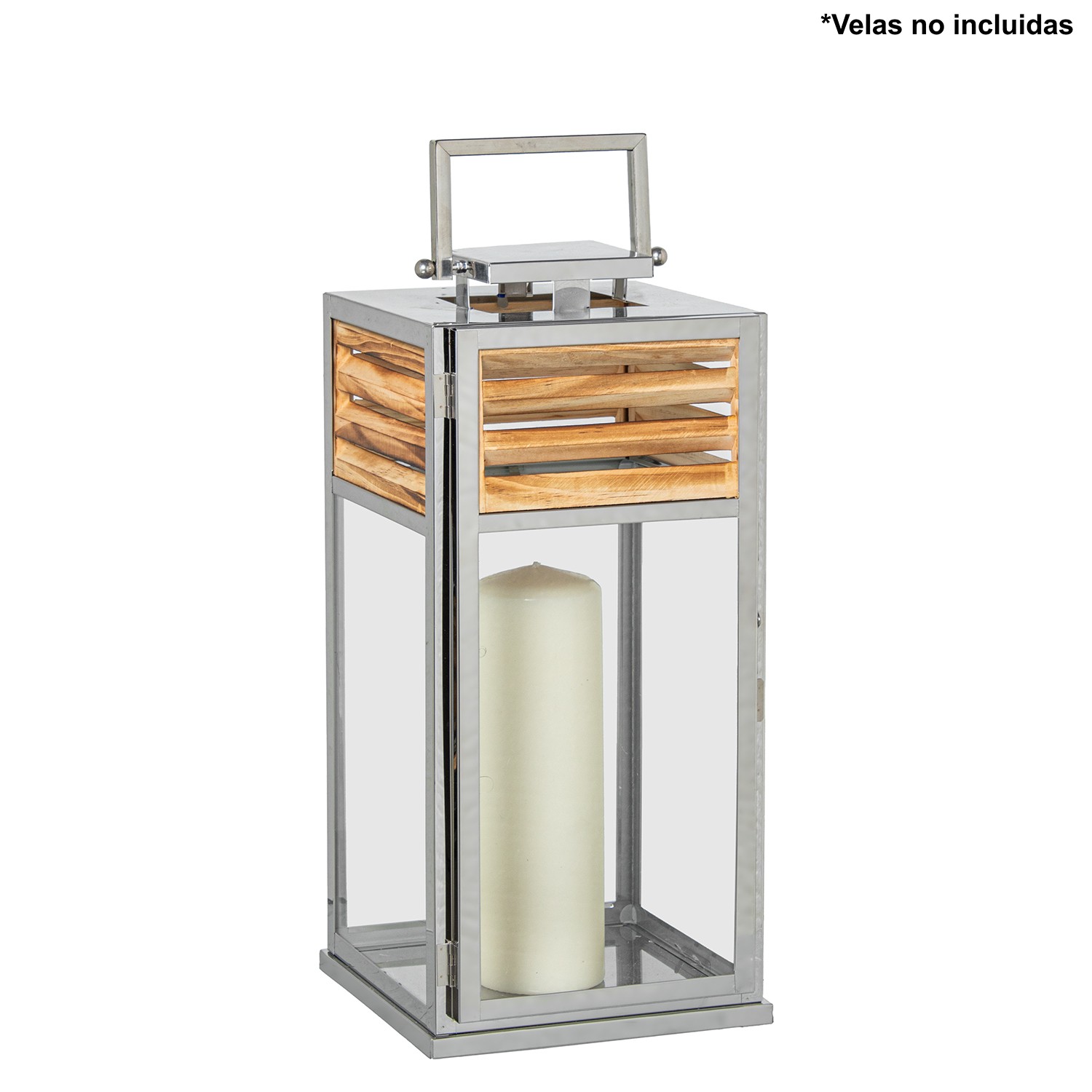 FAROL PORTAVELAS 44CM METAL CR NEGRO