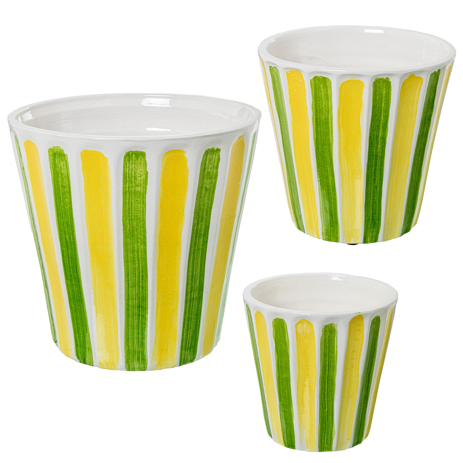 SET 3 MACETEROS CERÁMICA AMARILLO/NARANJA