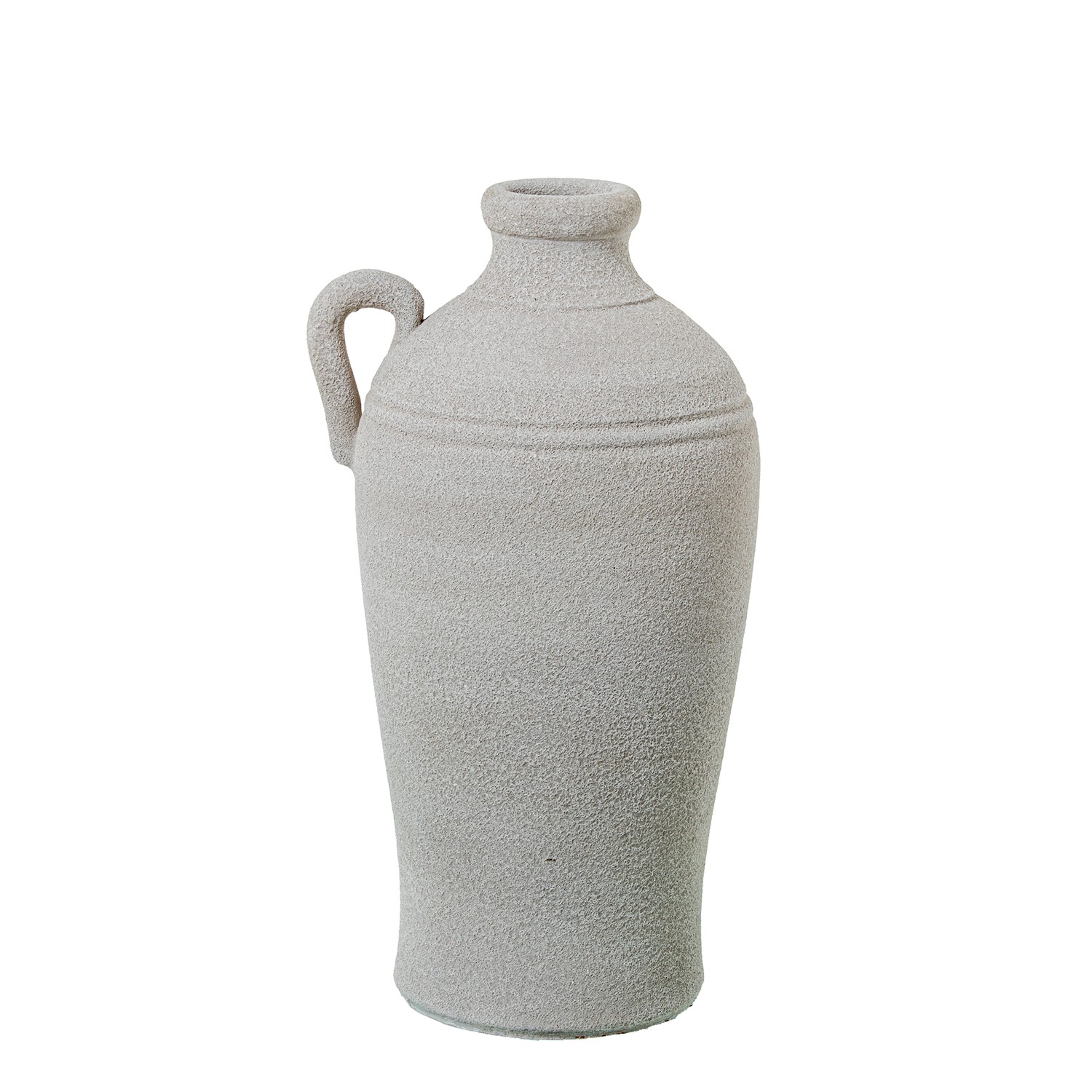 JARRÓN C/ASA CERÁMICA 40CM BLANCO ARENA