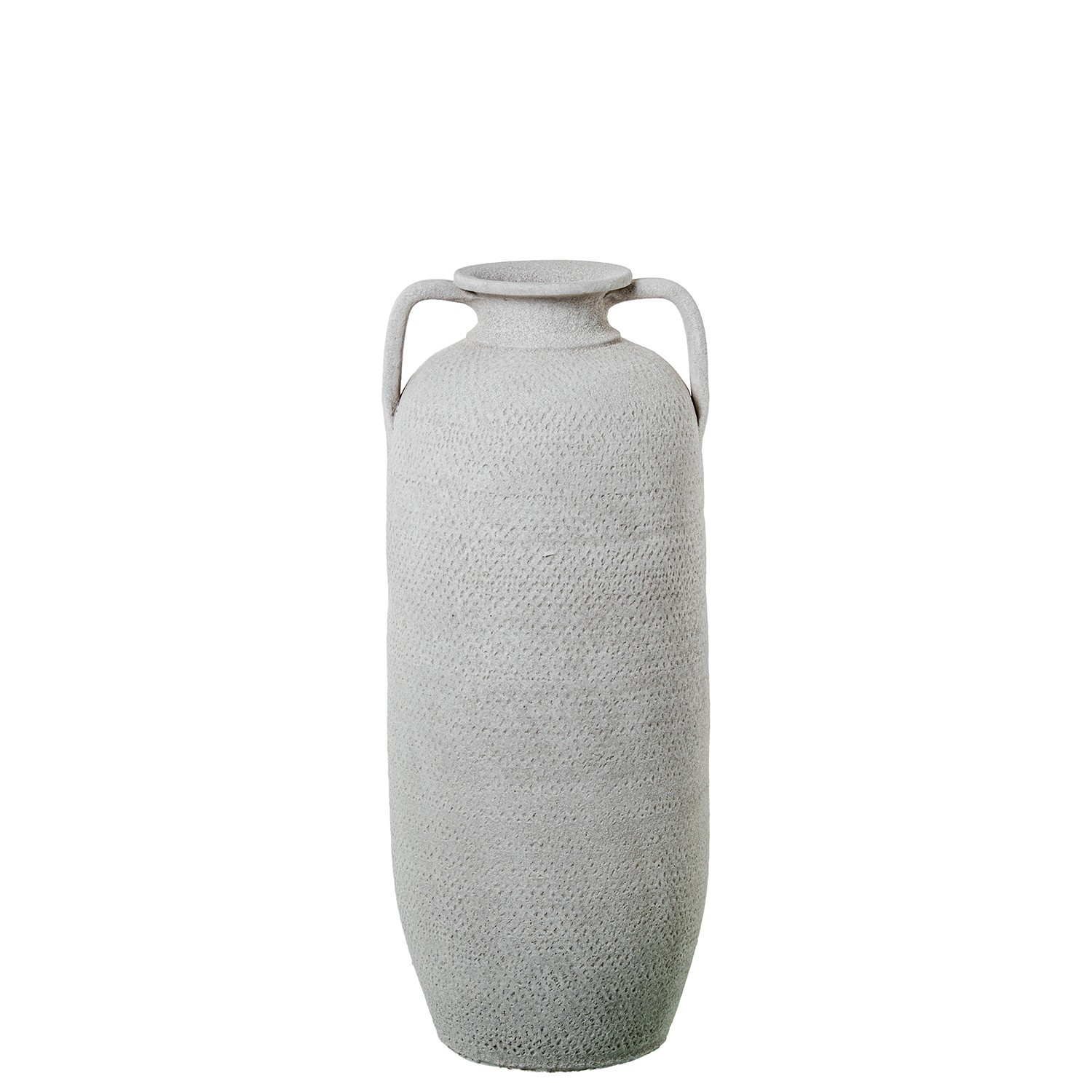 JARRÓN CERÁMICA C/ASAS 60CM BLANCO ARENA