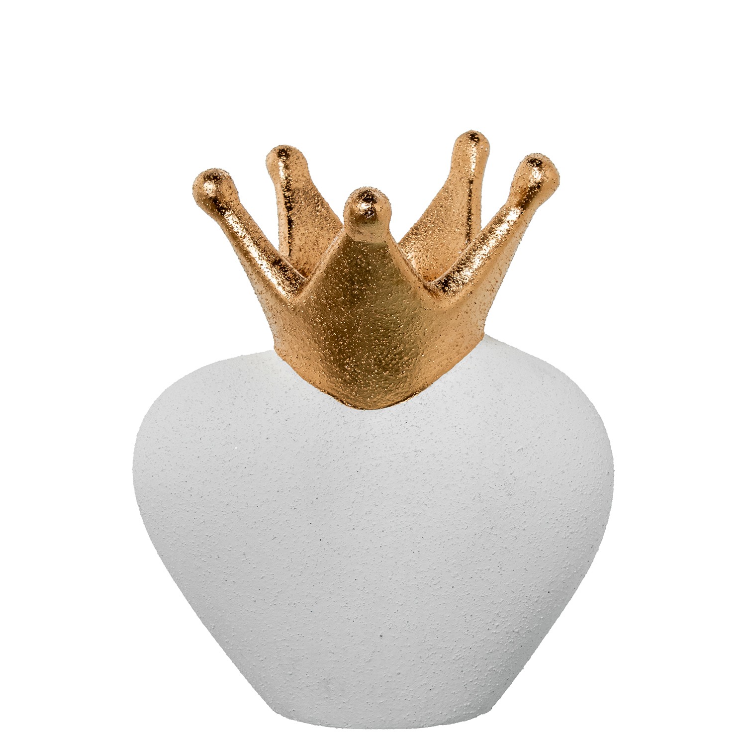 FIGURA CERÁMICA CORAZÓN C/CORONA 32CM BLANCO/ORO