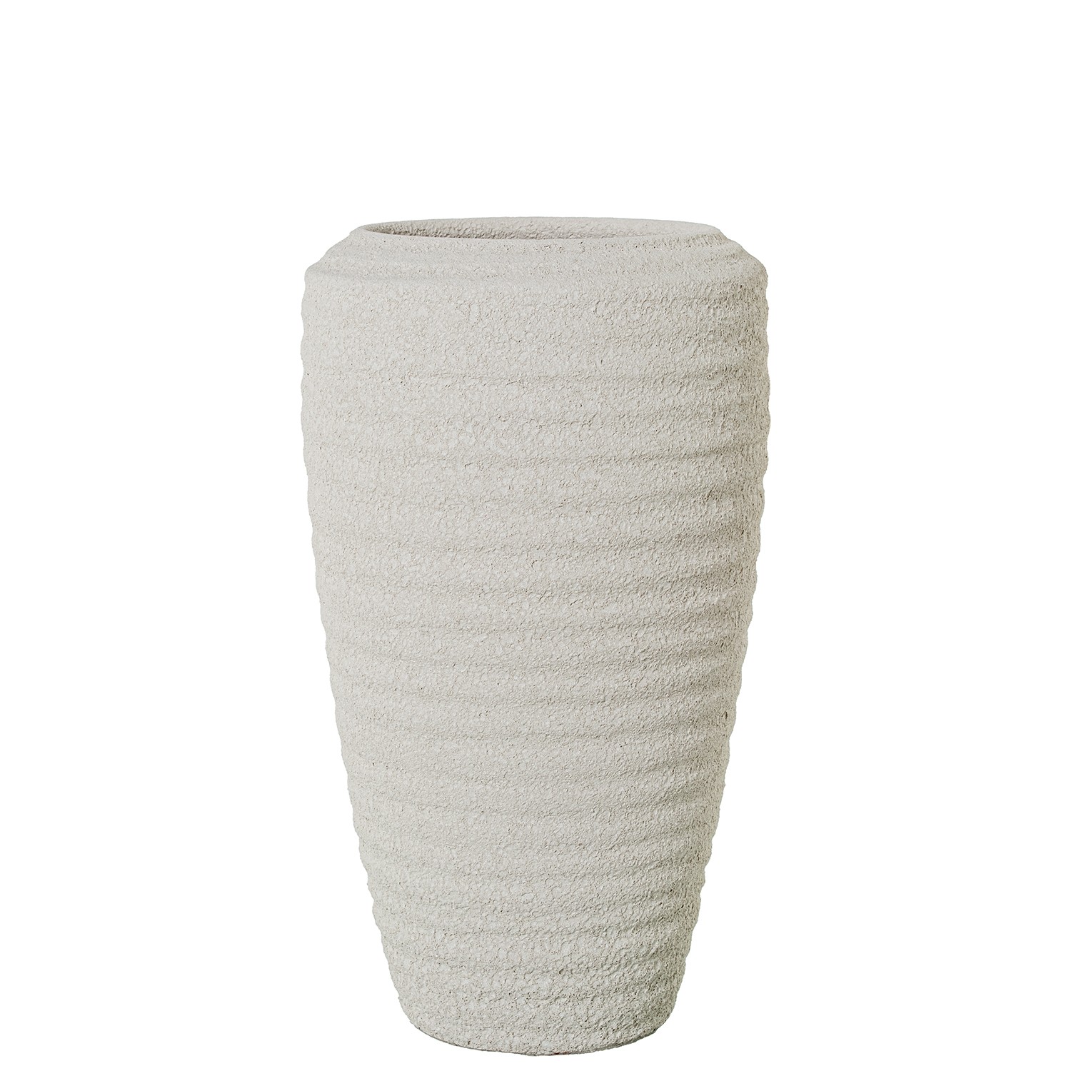 JARRÓN CERÁMICA 40CM BEIGE ARENA ONDULADO