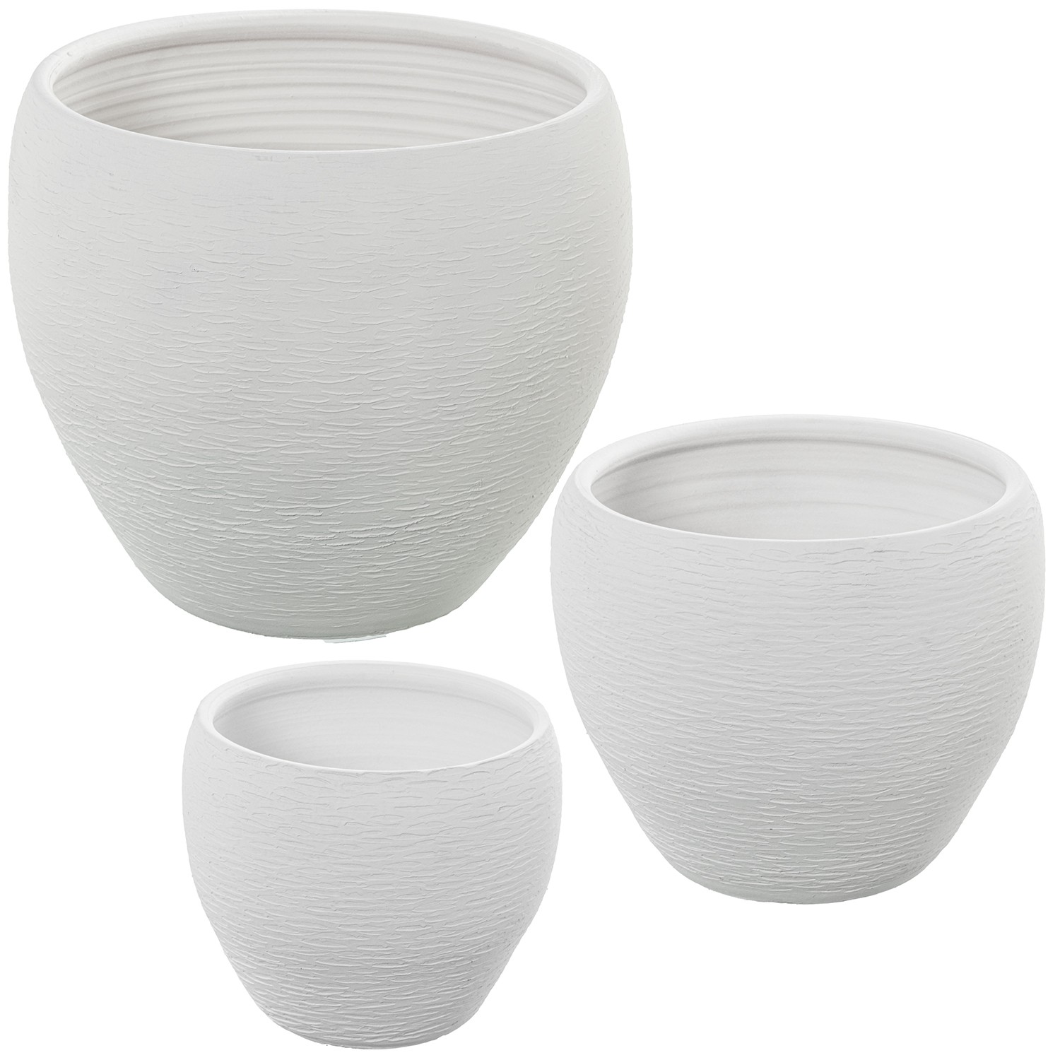 SET 3 MACETEROS CERÁMICA BLANCBLANCO MATE