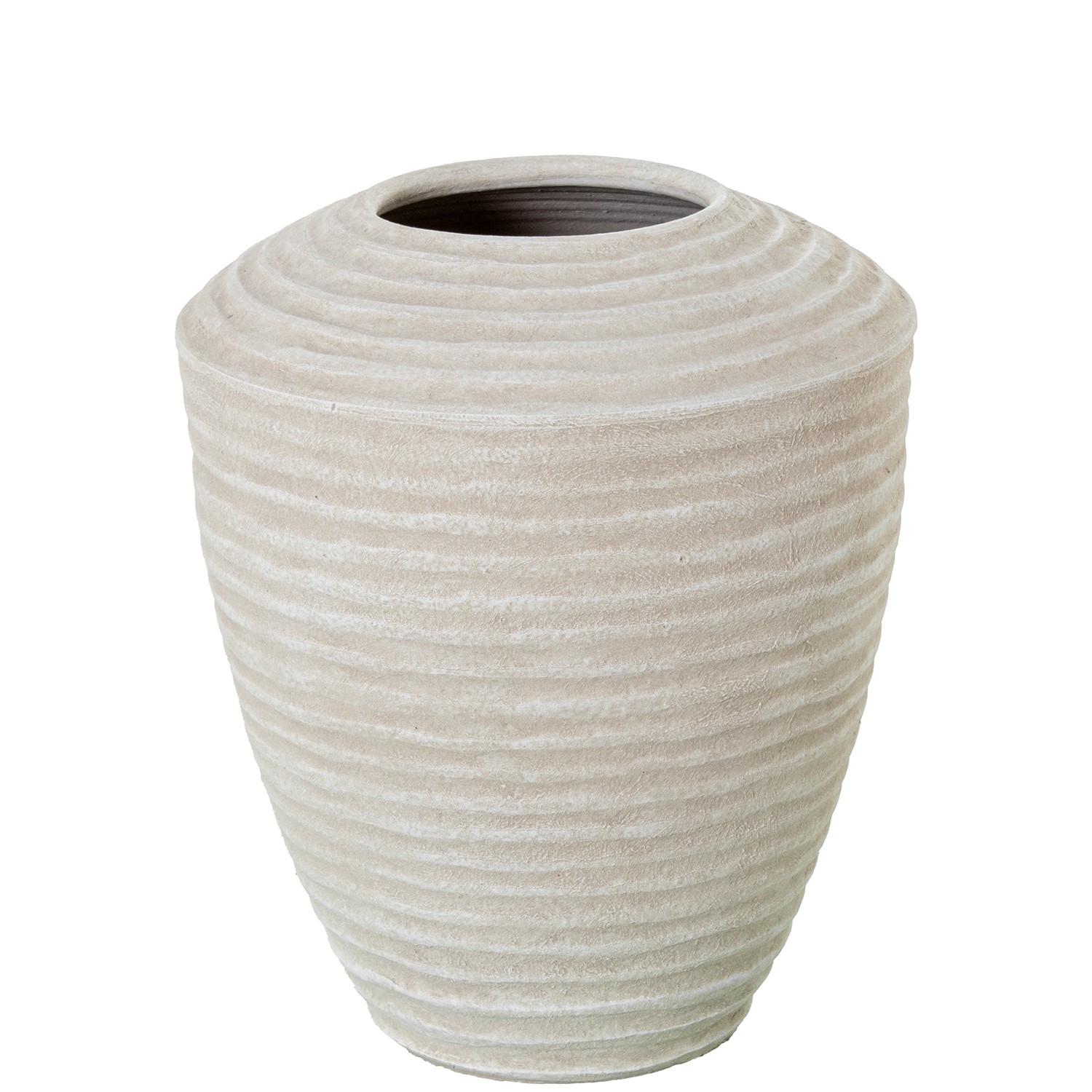 JARRÓN CERÁMICA 35CM BEIGE ARENA ONDULADO
