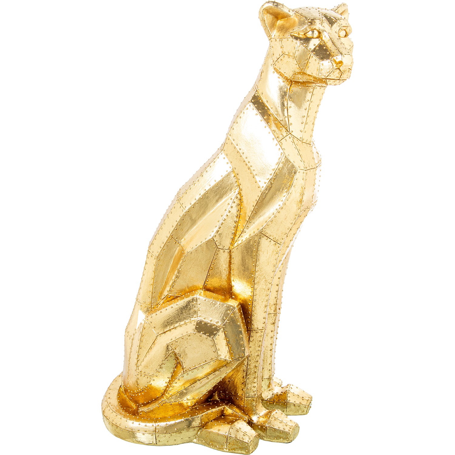 FIGURA RESINA LEOPARDO DORADOPERFIL BLANCO