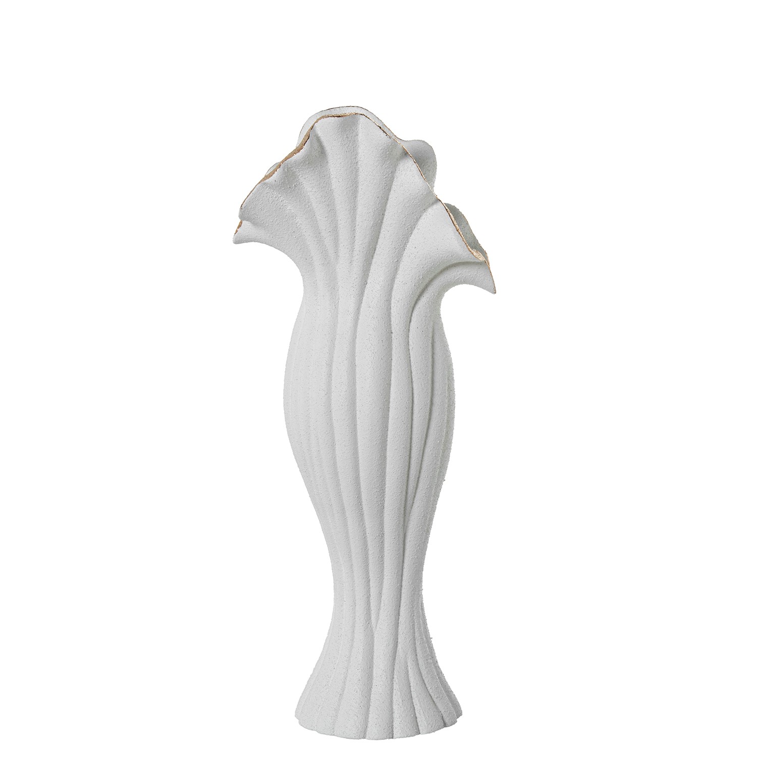 JARRÓN CERÁMICA 46CM BLANCO ARENA/DORADO