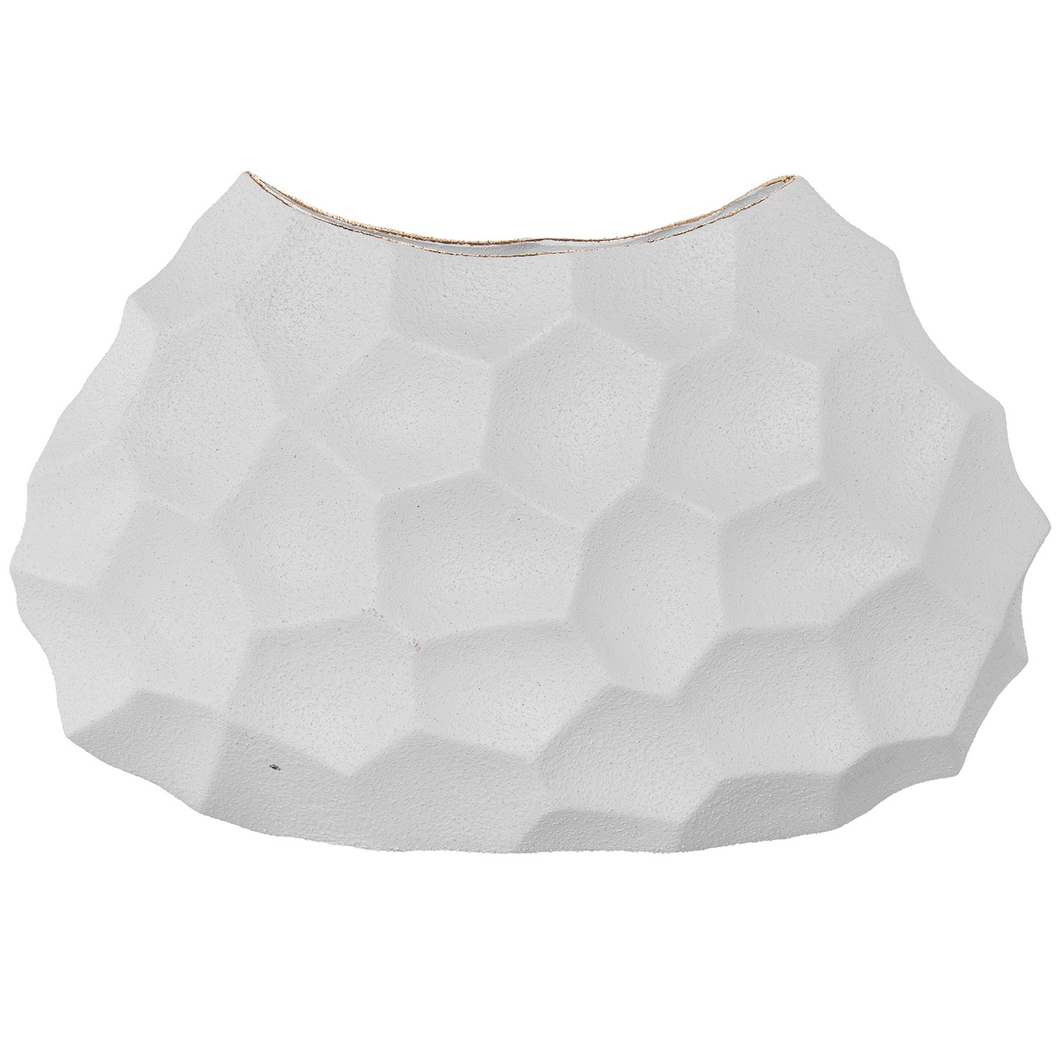 JARRÓN CERÁMICA BLANCO ARENA/DLANCO ARENA/DORADO