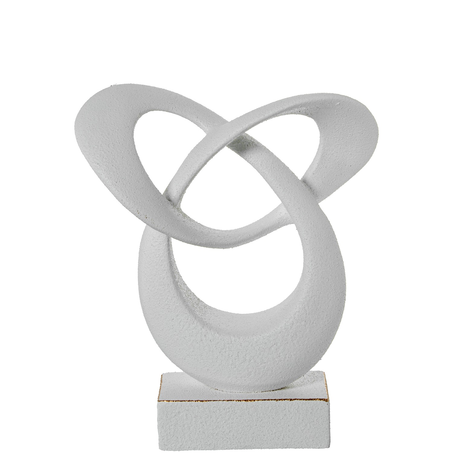 FIGURA ABSTRACTA CERAMICA 33CM BLANCO/ORO ACABADO ARENA