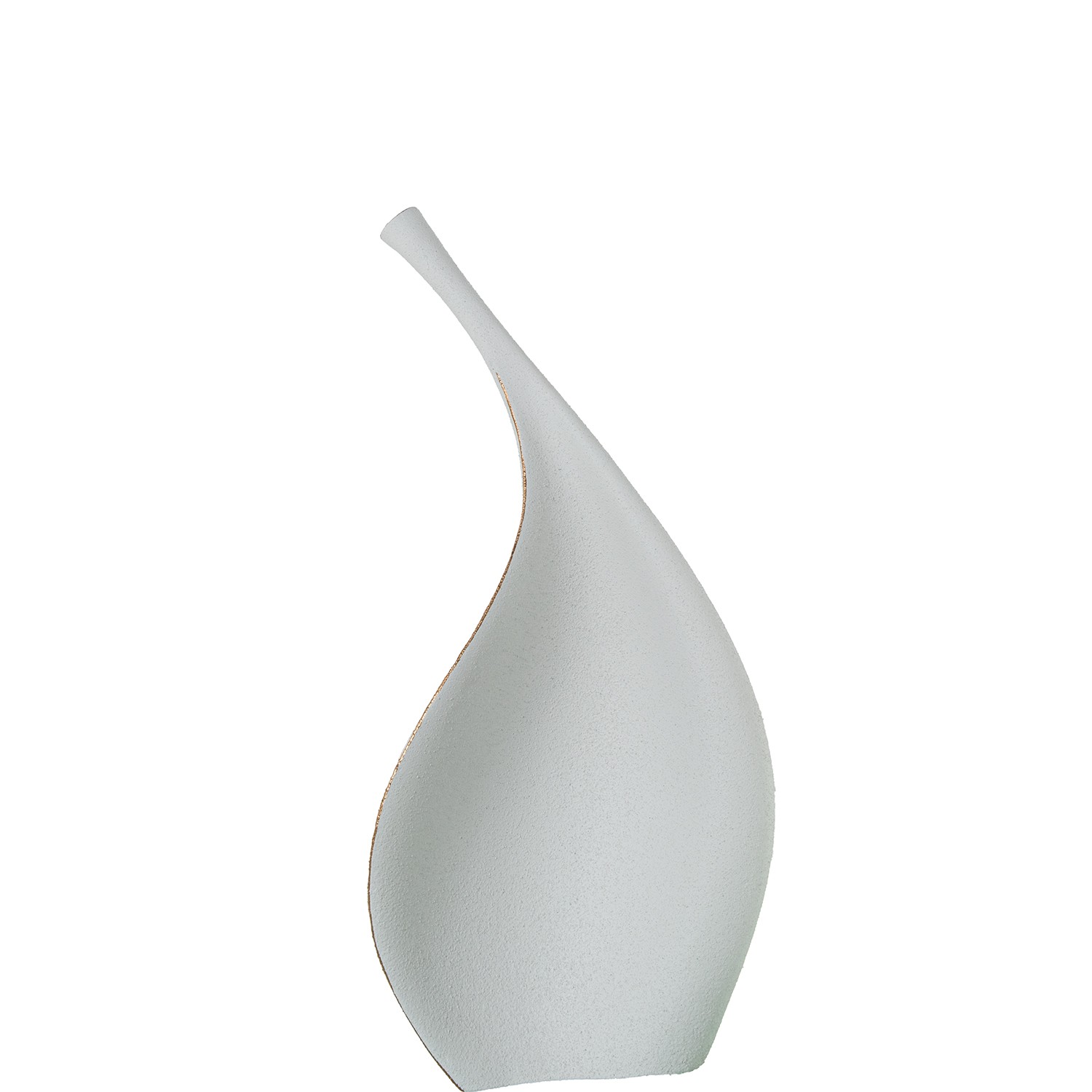 JARRON CERAMICA 56CM HOJA BLANO ACABADO ARENA
