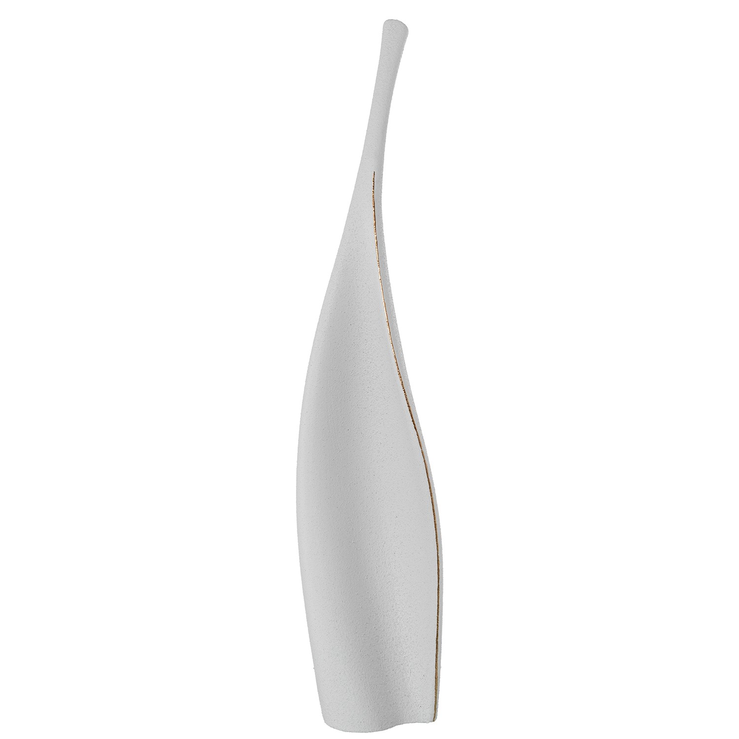 JARRON CERAMICA 76CM HOJA BLANCO/ORO ACABADO ARENA