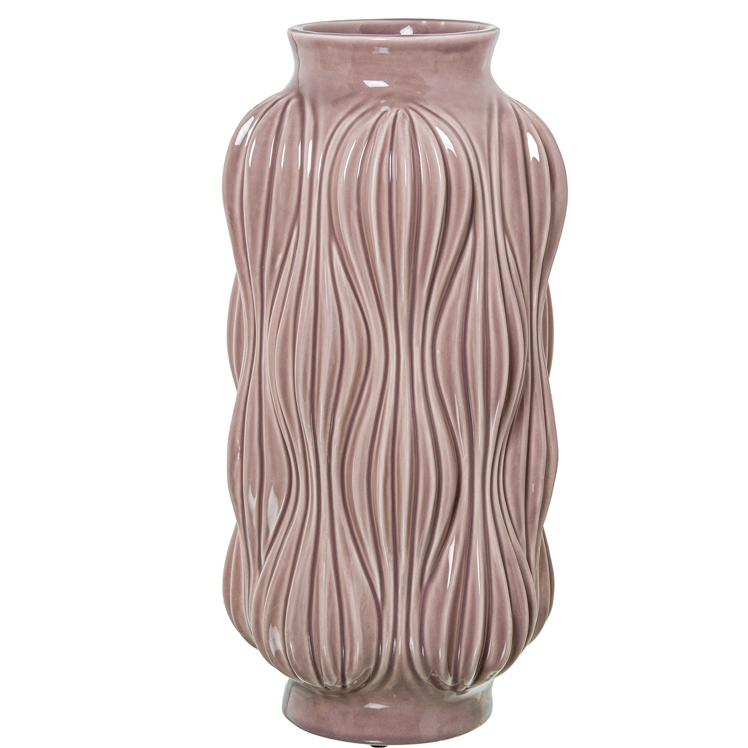 JARRÓN CERAMICA 38CM ROSA PALOS CERAMICA BLANCO MATE
