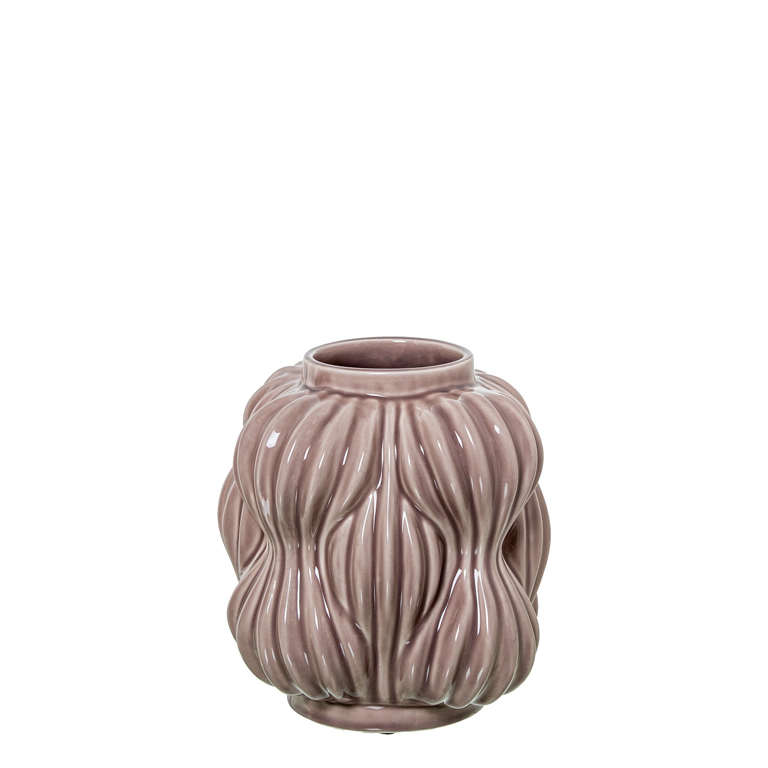 JARRÓN CERÁMICA 20CM ROSA PALO BRILLO