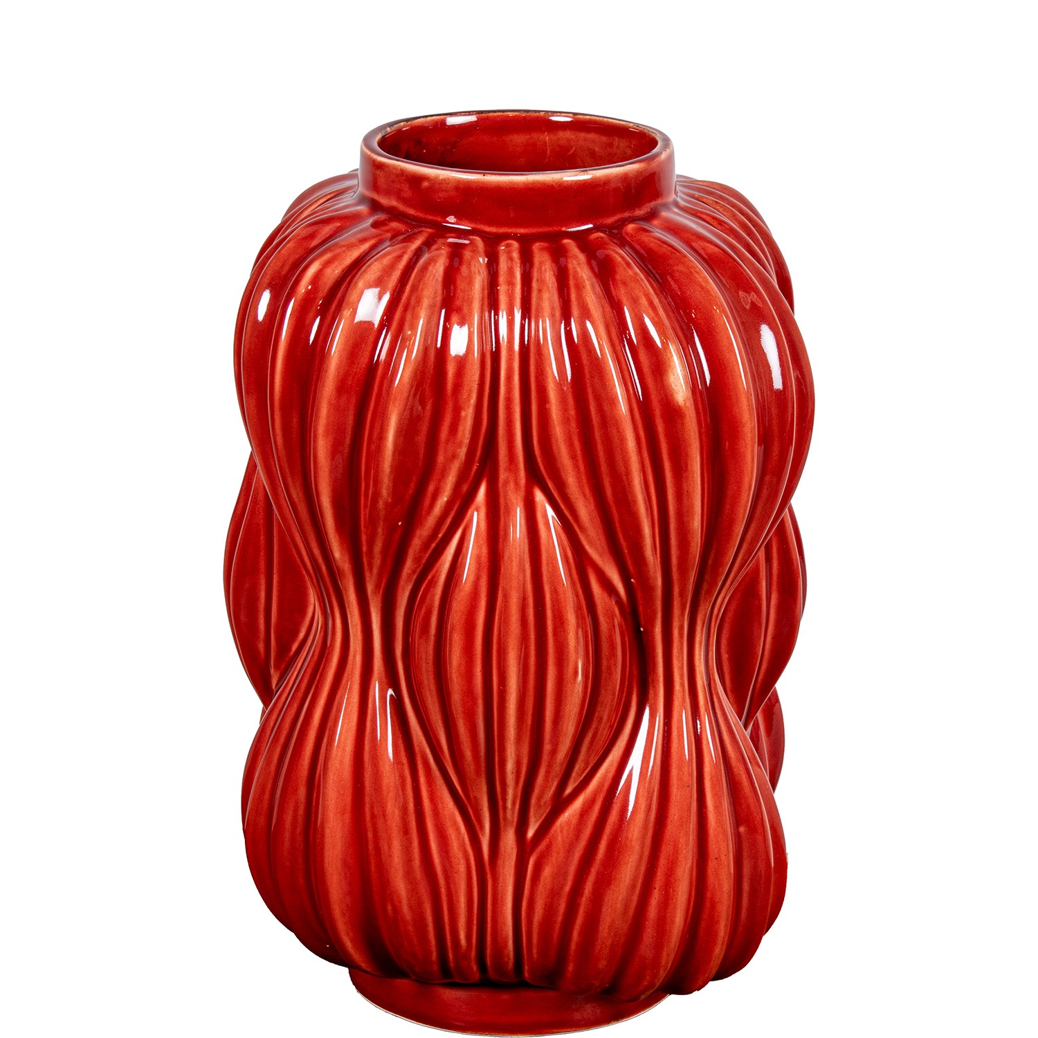 JARRÓN CERÁMICA 32CM ROJO BRILLO