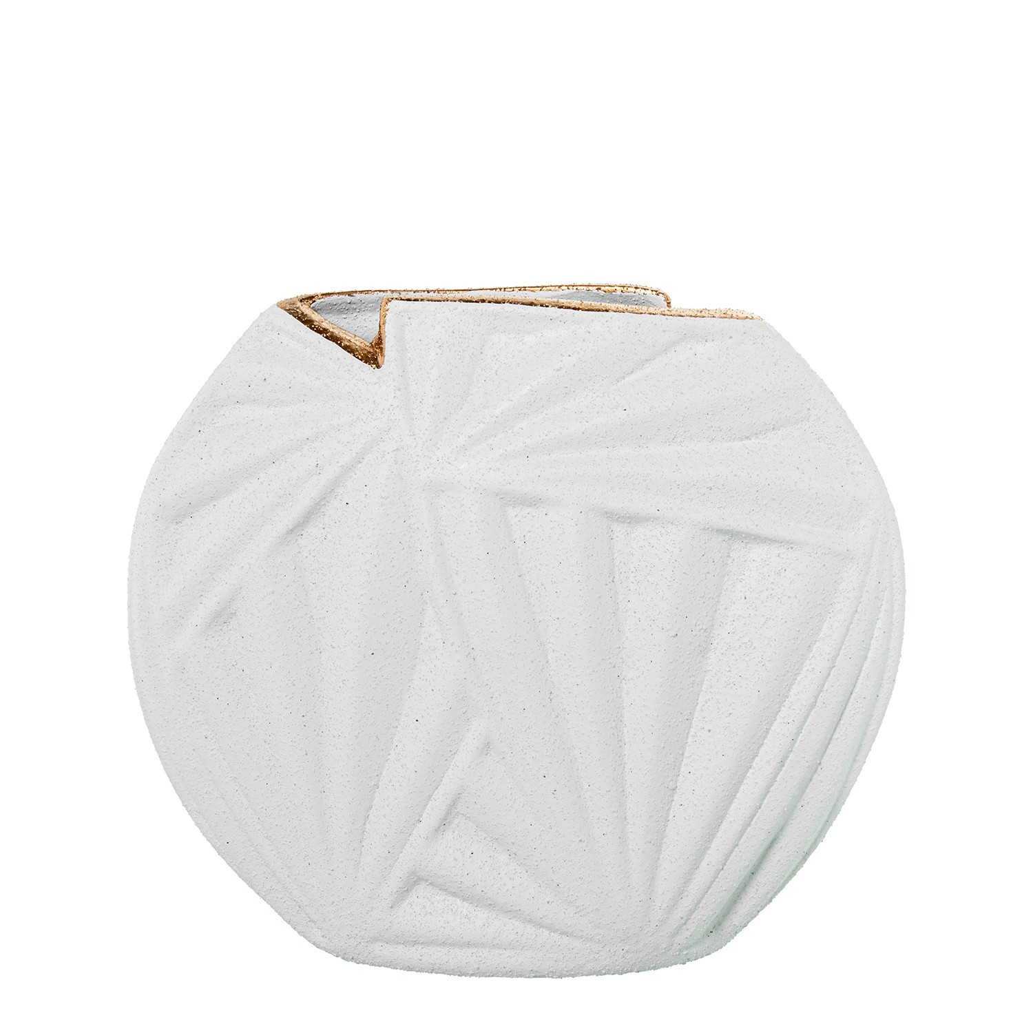 JARRON PALMERA 23CM CERAMICA BLANCO ARENA/ORO