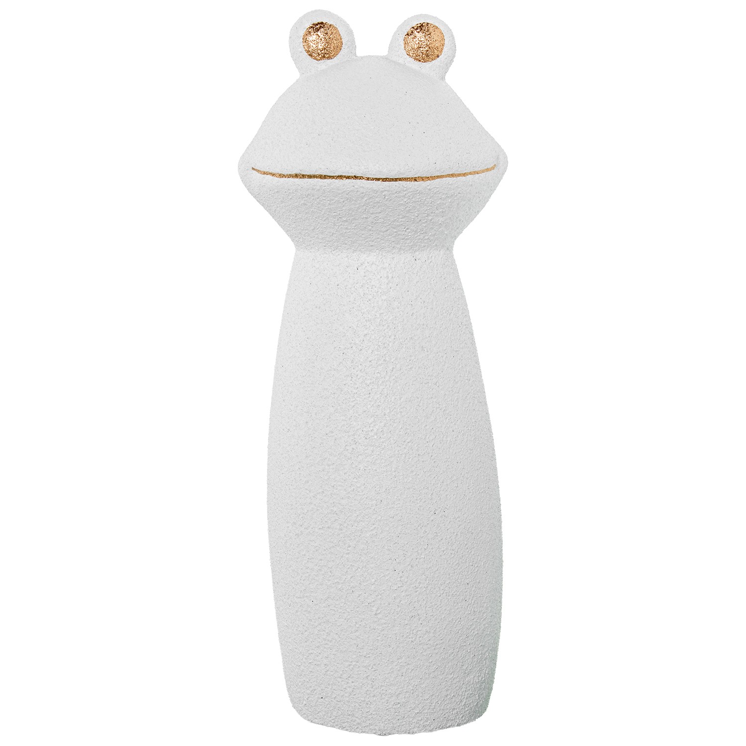 FIGURA RANA CERAMICA 40CM BLAN BLANCO ACABADO ARENA