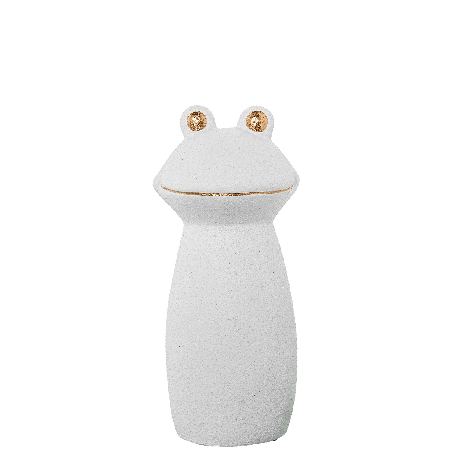 FIGURA RANA CERAMICA 31CM BLANCO/ORO ACABADO ARENA