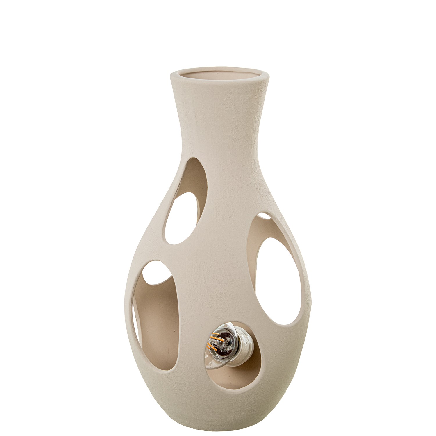 LÁMPARA SOBREMESA CERÁMICA 34CM BEIGE RUGOSO