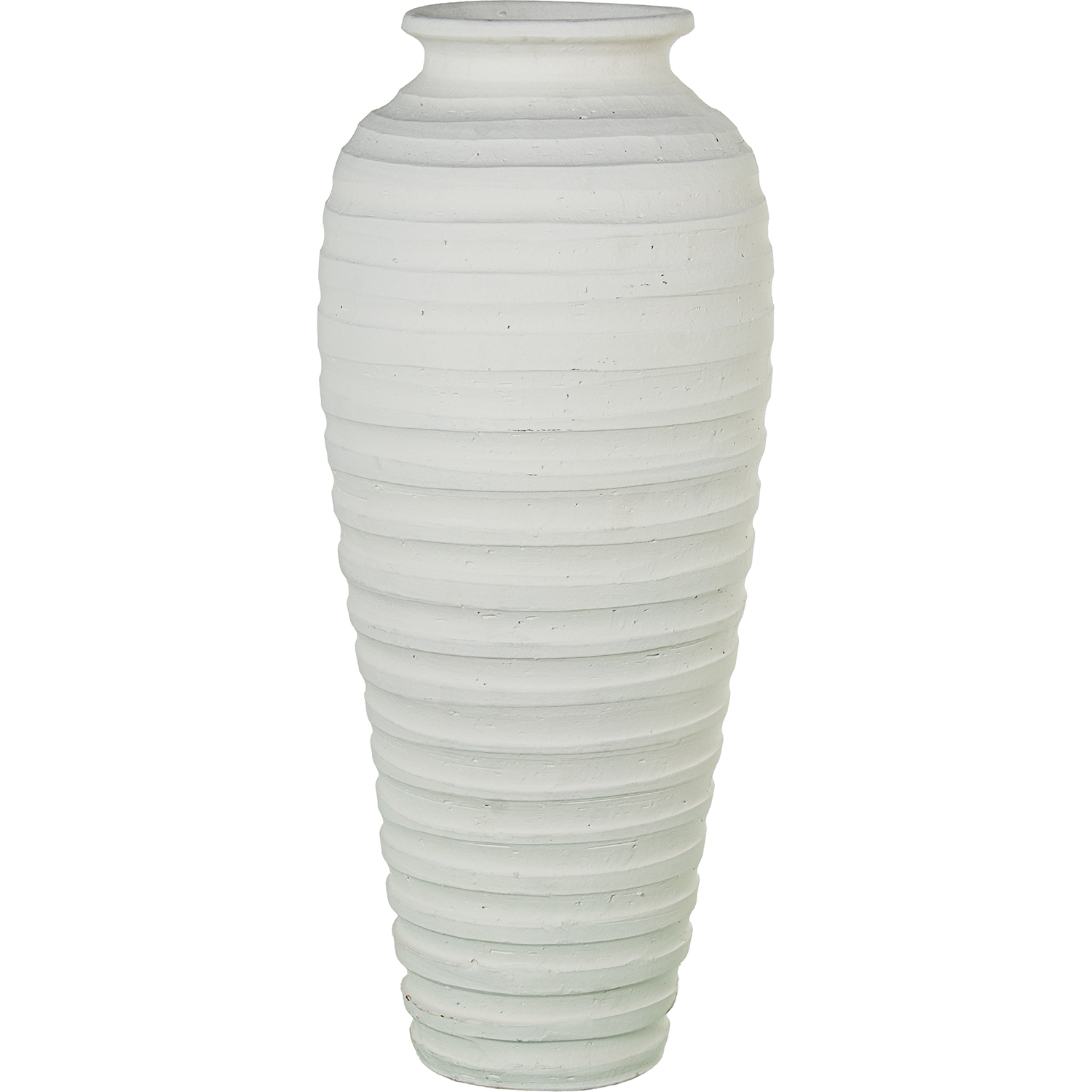 JARRÓN CERÁMICA 80CM ACANALADA BLANCO MATE