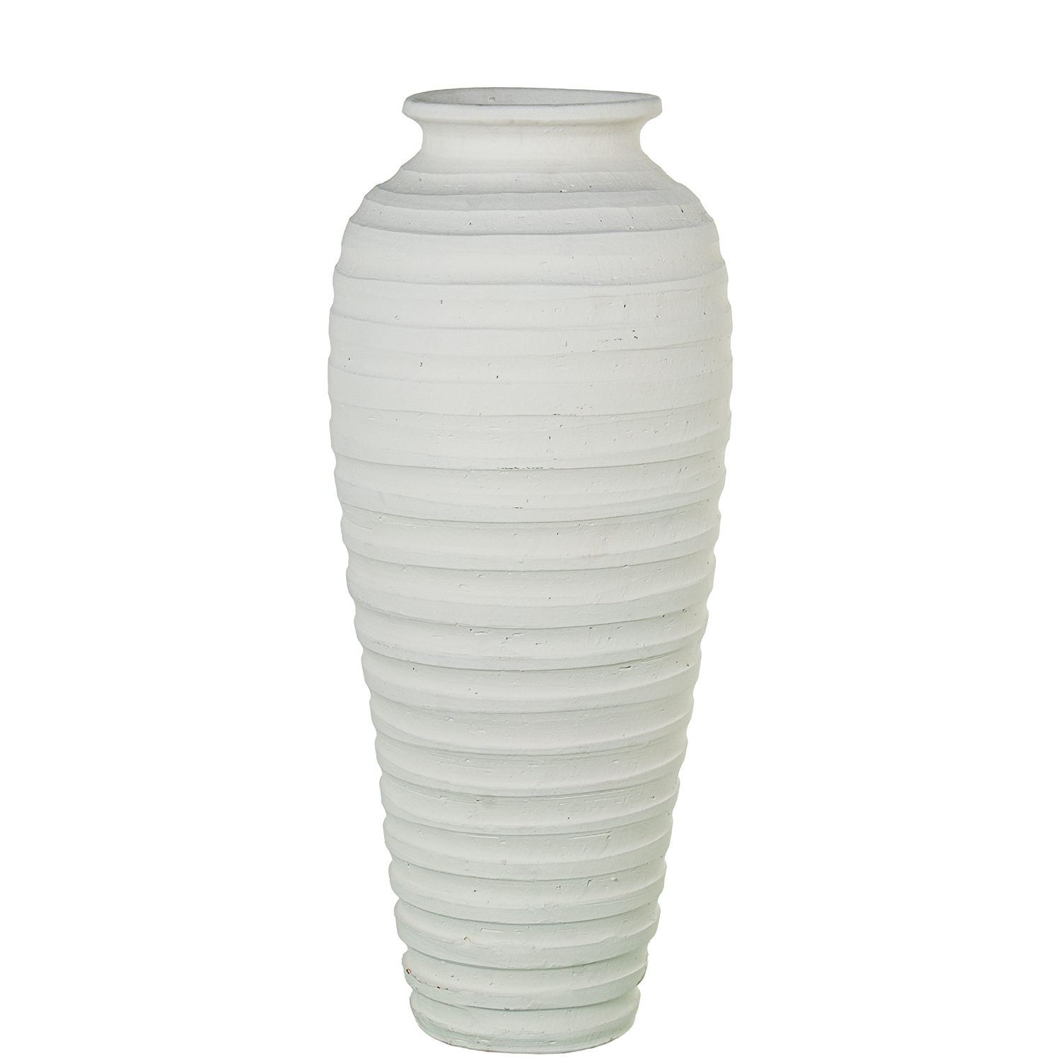 JARRÓN CERÁMICA 74CM ACANALADA BLANCO MATE