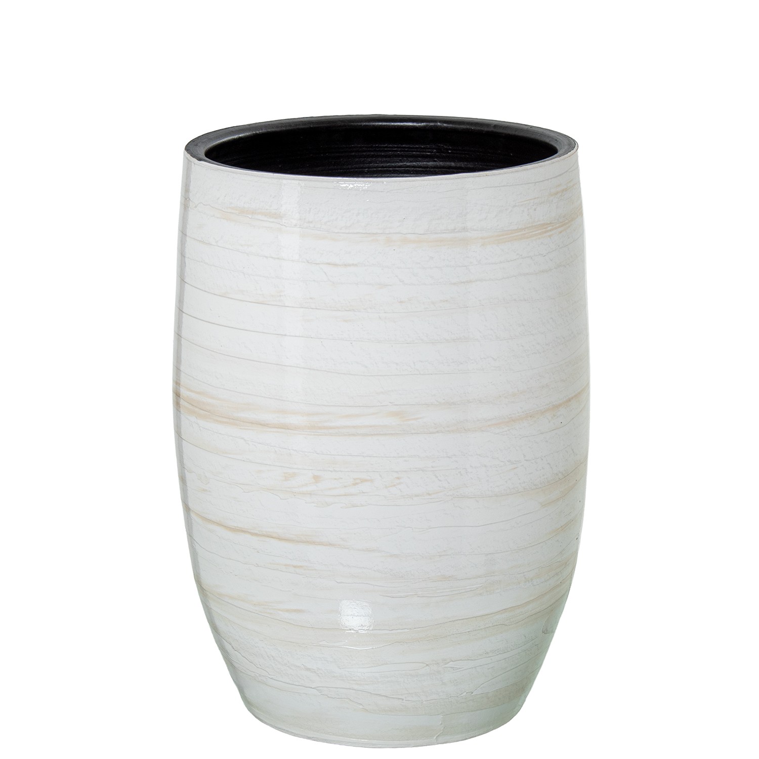 JARRÓN CERÁMICA 50CM BLANCO/BEIGE BRILLO
